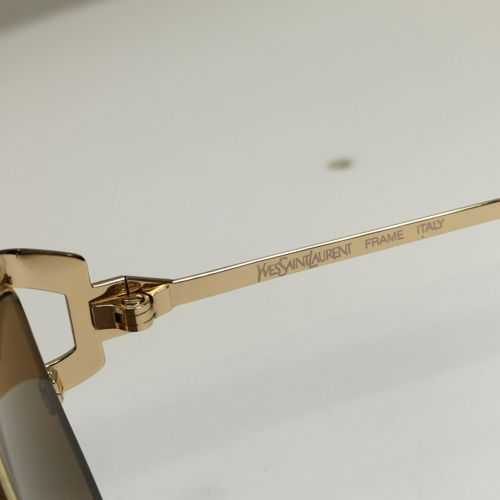 YSL 1988 Sunglasses Vintage Yves Saint Laurent Gold Brown Square 4003 Y128 56mm