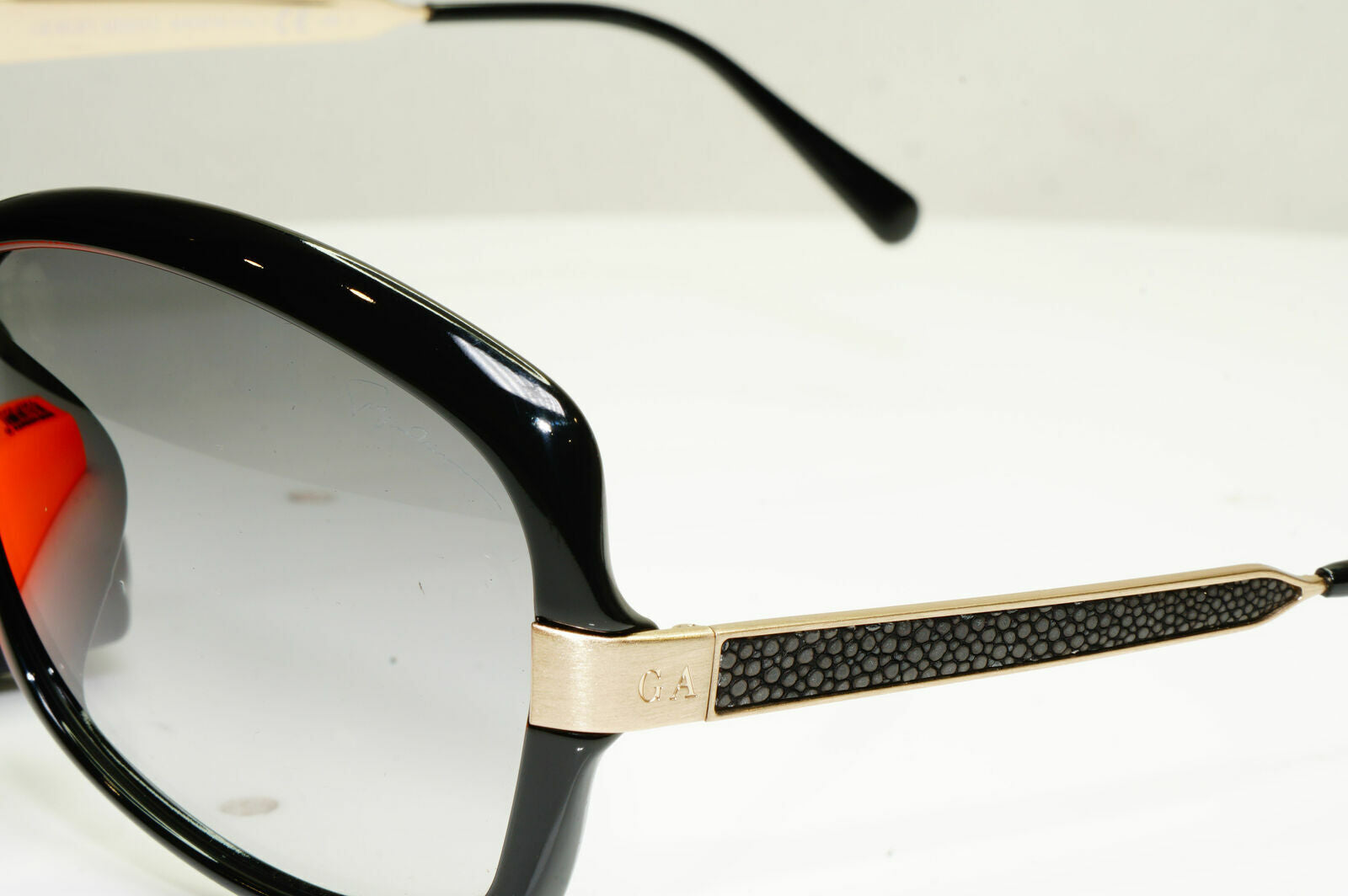 Giorgio Armani Stingray Leather Black Gold Sunglasses Womens GA 934 2E9VK 30343