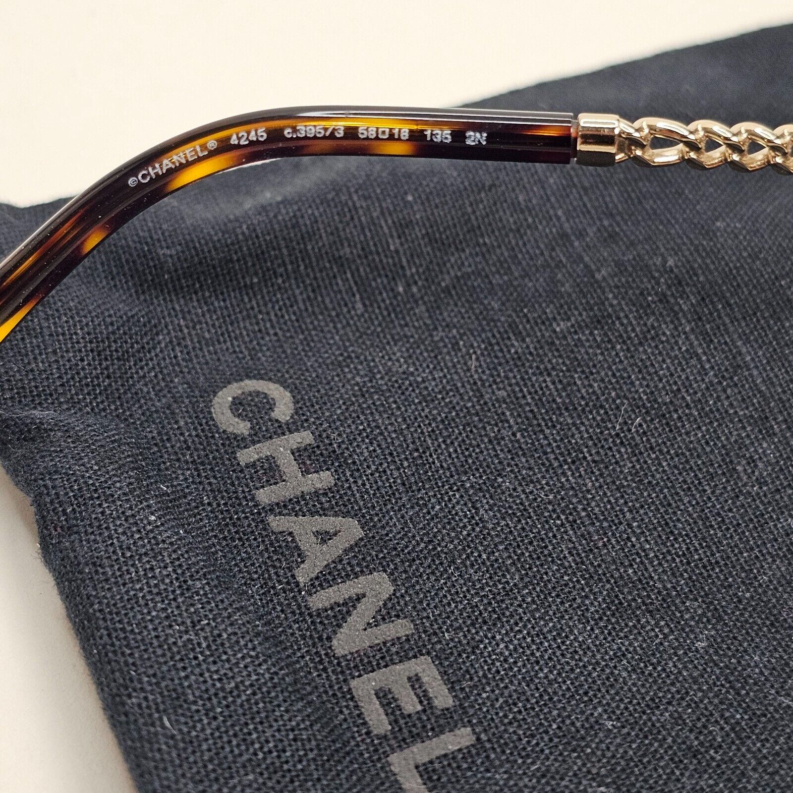 Chanel Sunglasses Chain Round Rimless Metal Gold Brown CH 4245 c.395/3