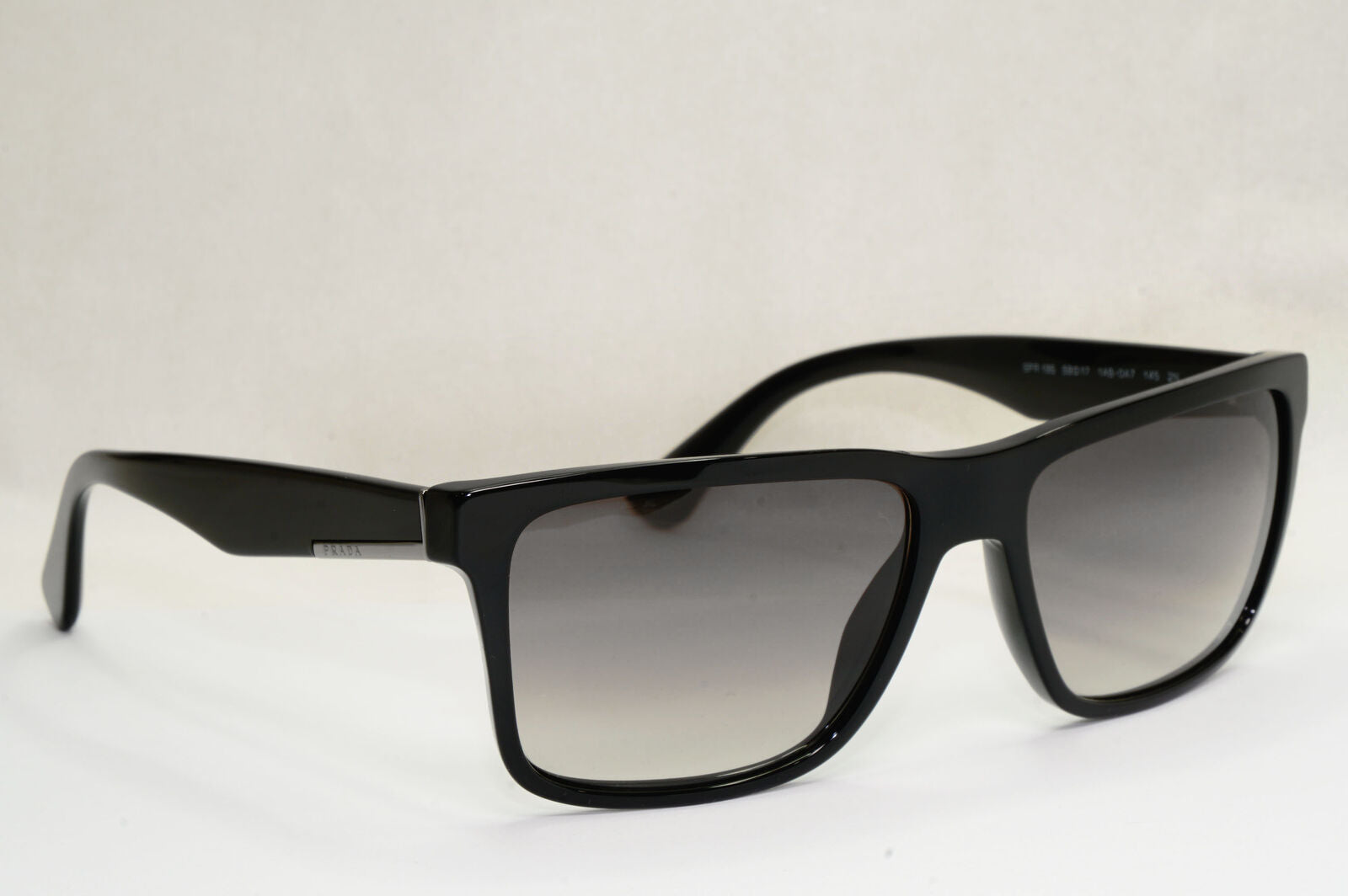Prada Sunglasses Black Grey Gradient Square Glossy PR19SS SPR 19S 1AB-0A7 59mm