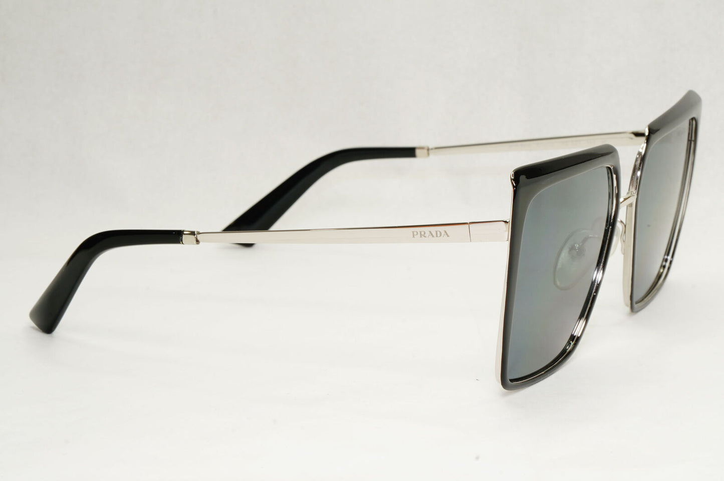 Prada Sunglasses Polarized Black Grey Square Metal PR58WS SPR 58W 1AB-5Z1 57mm