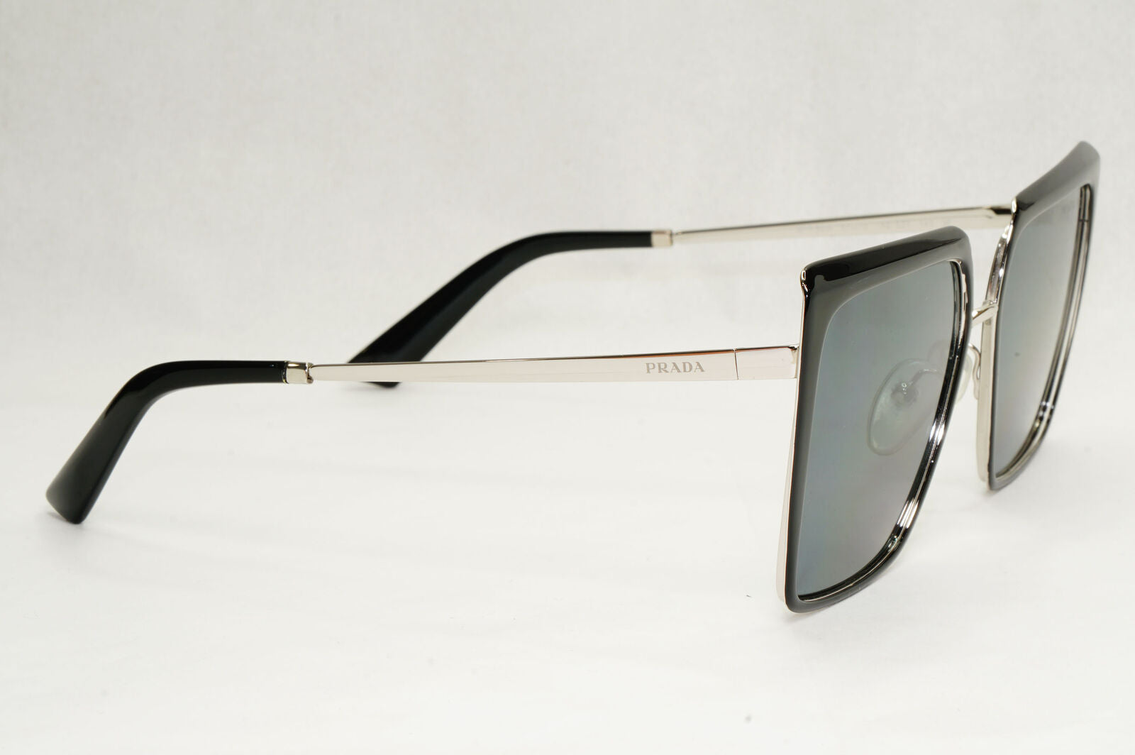 Prada Sunglasses Polarized Black Grey Square Metal PR58WS SPR 58W 1AB-5Z1 57mm