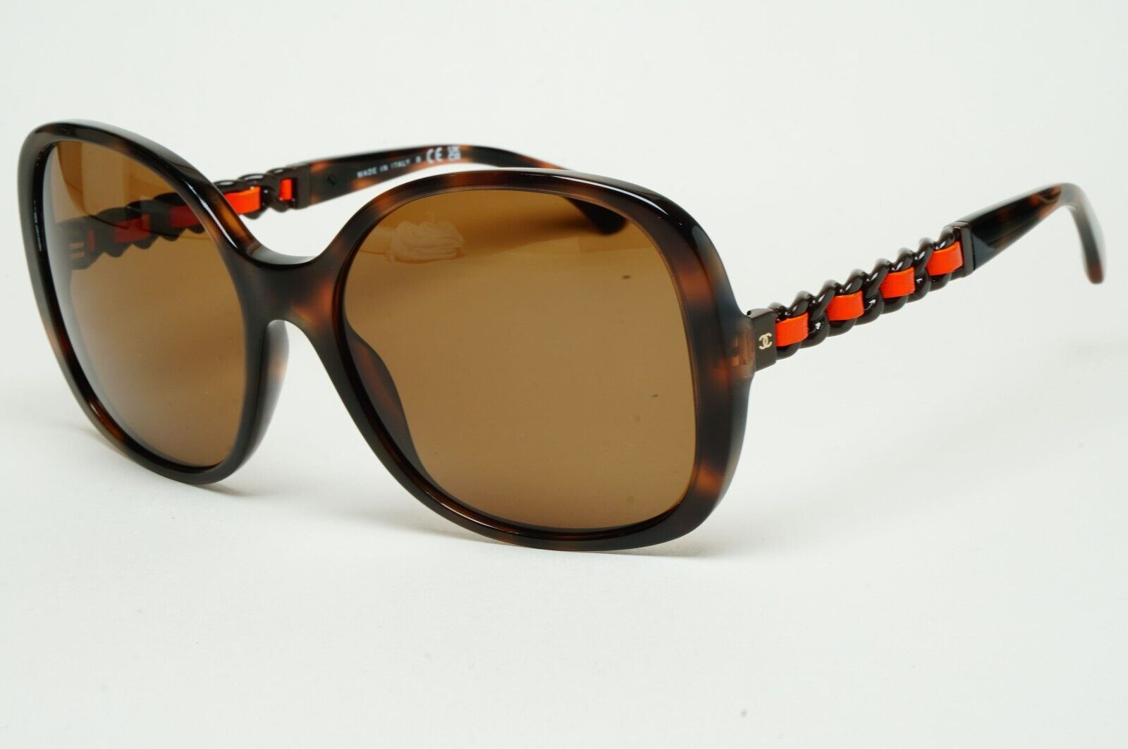 Chanel Sunglasses Brown Leather Chain Tortoise Square 5470-Q c.1761/S5 310125