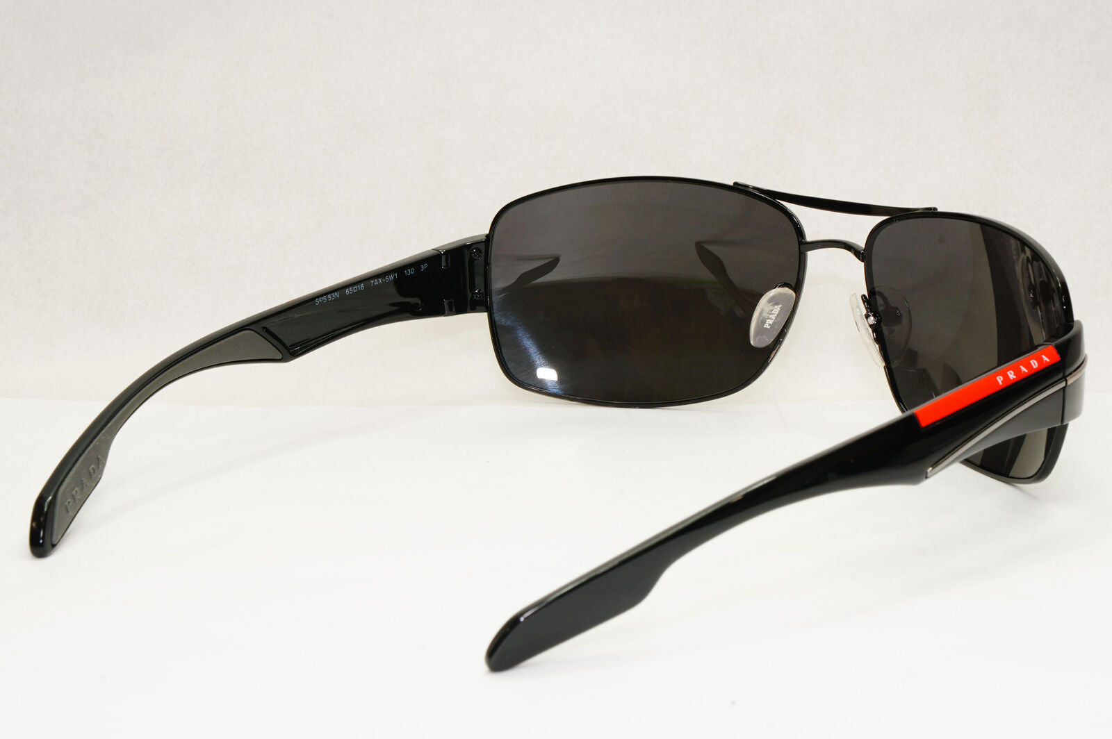 Prada Sunglasses Black Wrap Red Stripe Rossa PS53NS SPS 53N 7AX-5W1 65mm 131223