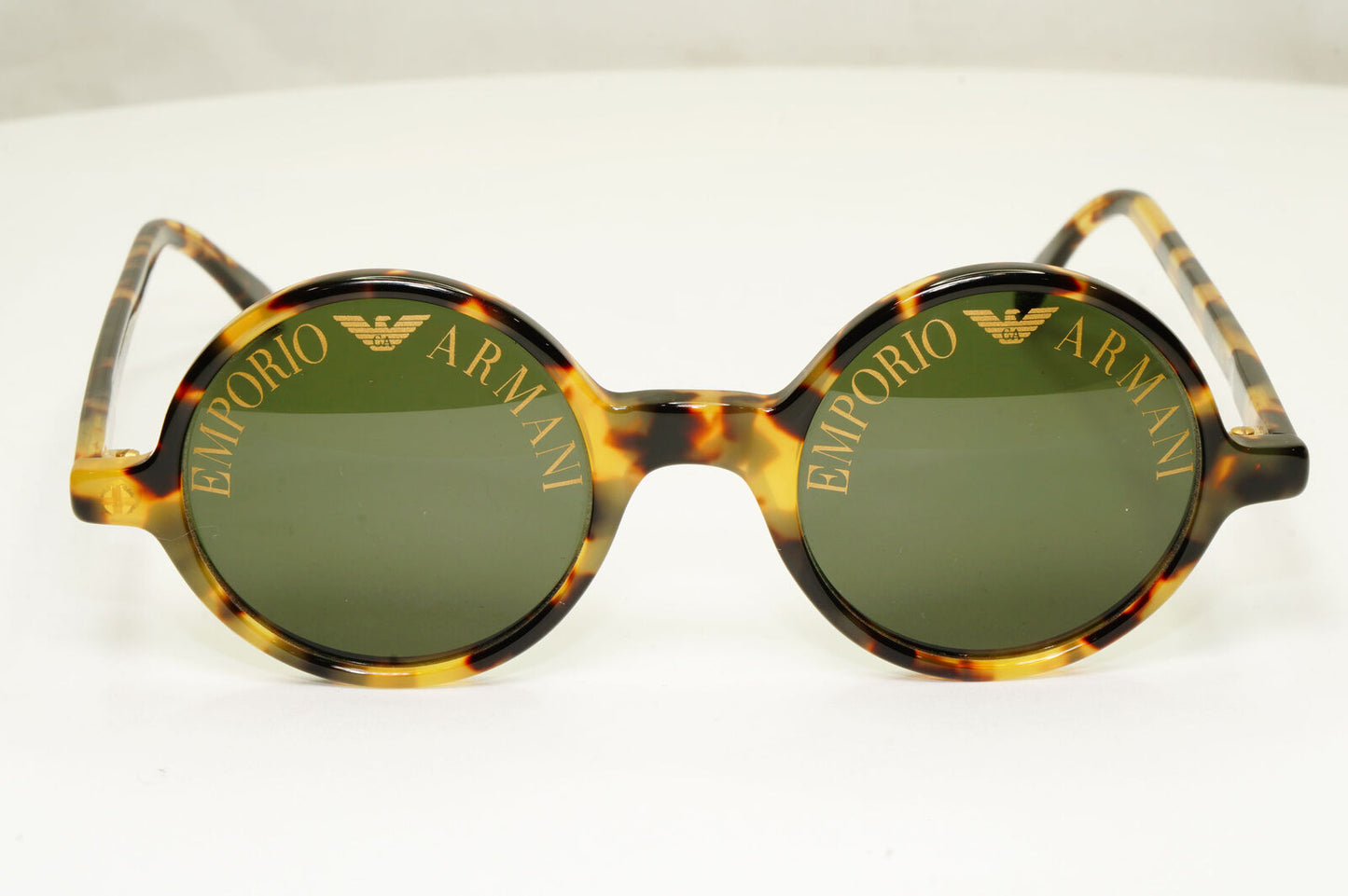 Emporio Armani 1997 Vintage Sunglasses Round Lens Logo Print Brown 523-S 053