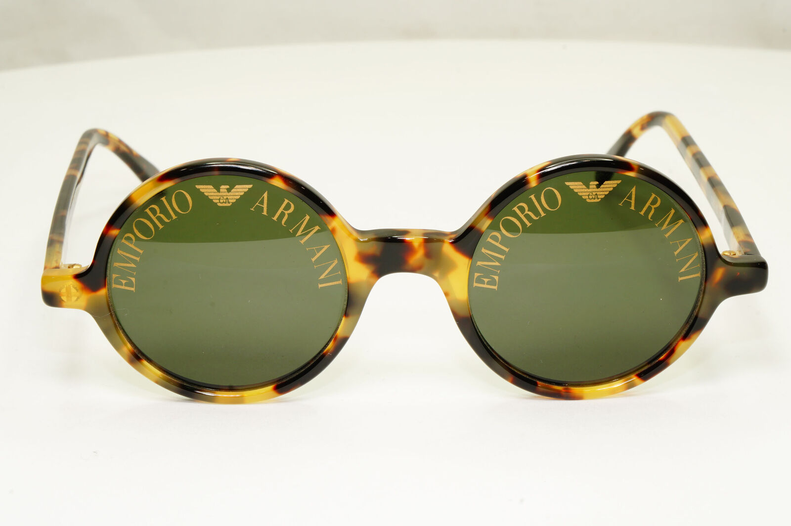 Emporio Armani 1997 Vintage Sunglasses Round Lens Logo Print Brown 523-S 053