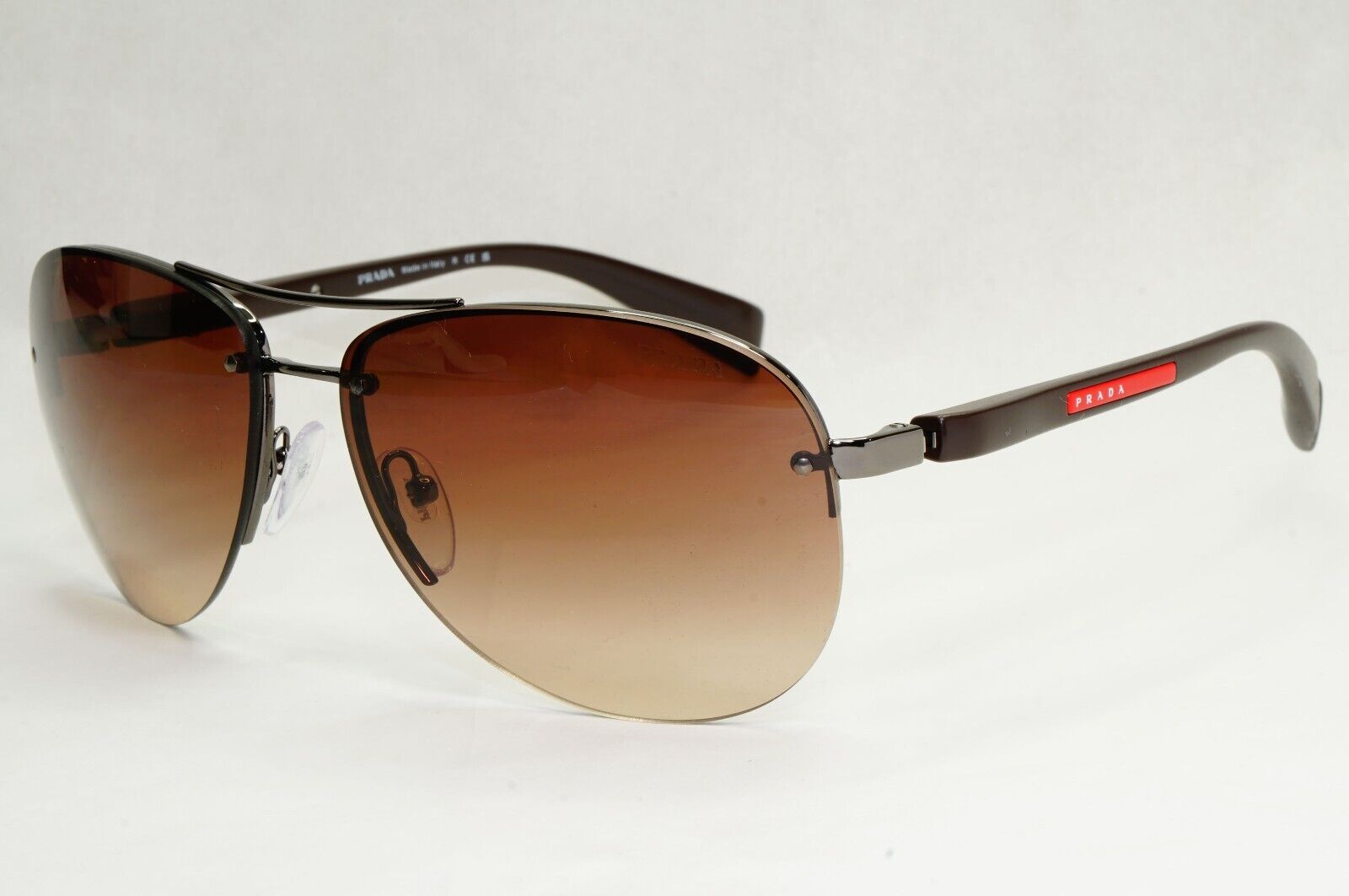 Prada Sunglasses Brown Gradient Pilot Rimless PS56MS SPS 56M 5AV-6S1 62mm