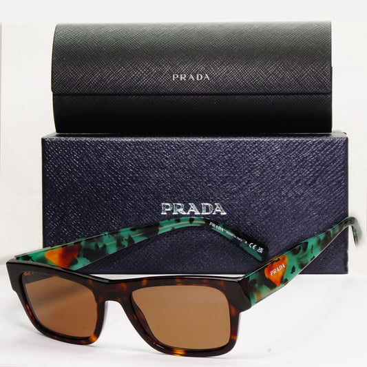 Prada Sunglasses Brown Lens Green Havana Tortoise PR15YV VPR 15Y 23B-1O1 52mm