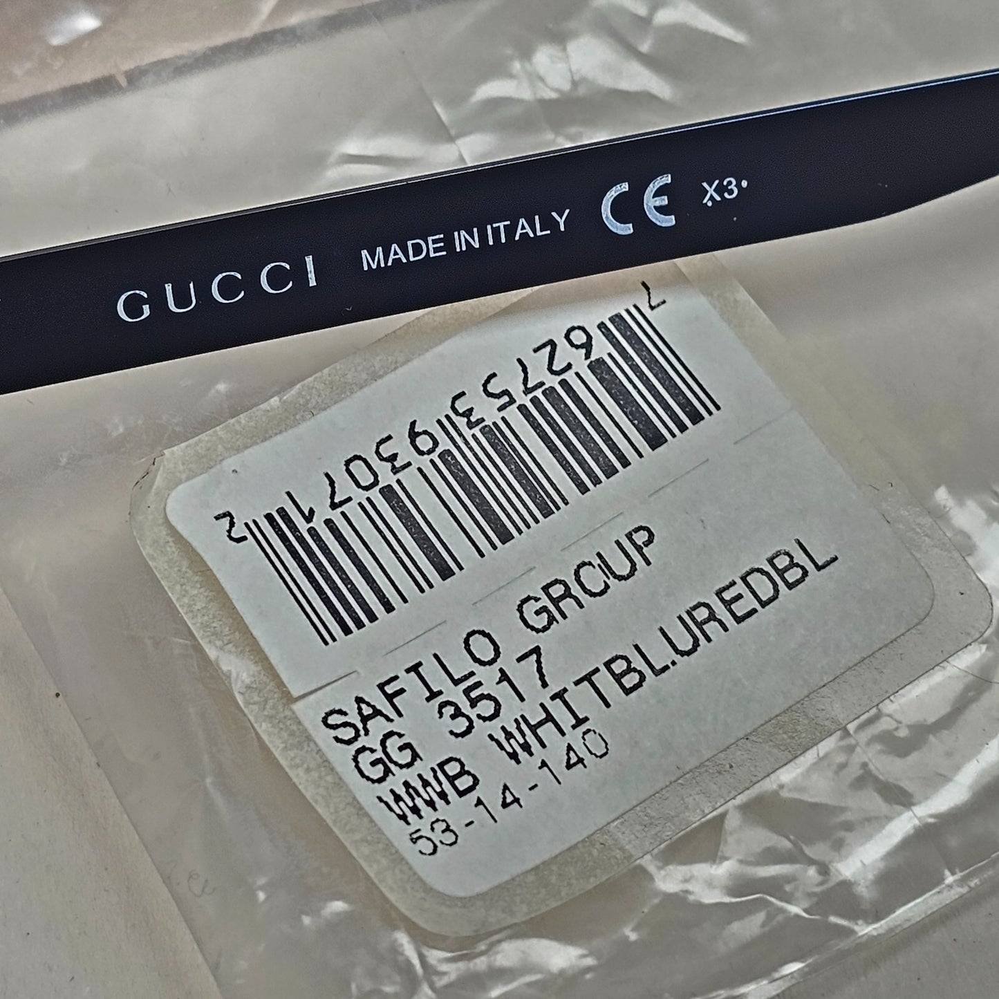 Gucci Sunglasses 2010 Vintage Unisex Small White Blue Black GG 3517 WWB 53mm