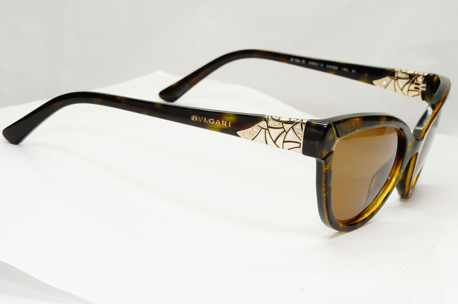 Bvlgari 2015 Sunglasses Brown Gold Diamante Cat Eye 8156-B 5353/13 030123
