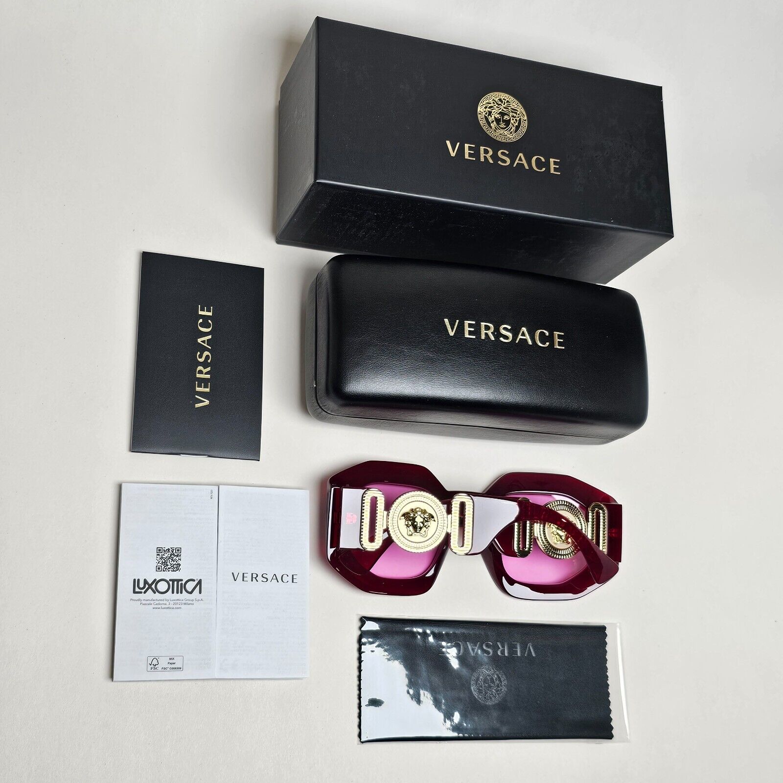 Versace Sunglasses Oversized Medusa Biggie Red Fuchsia MOD VE 4424-U 388/5