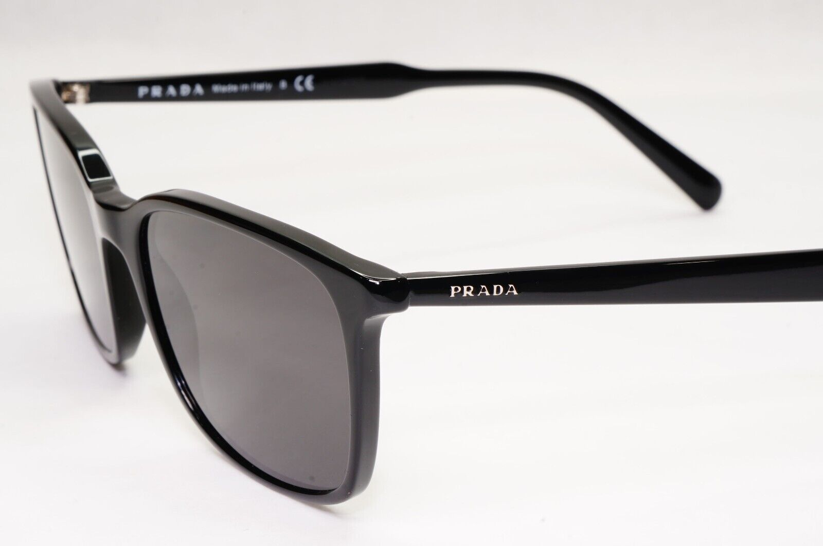 Prada Sunglasses Black Square Glossy Fashion PR13XV VPR 13X 1AB-1O1 55mm