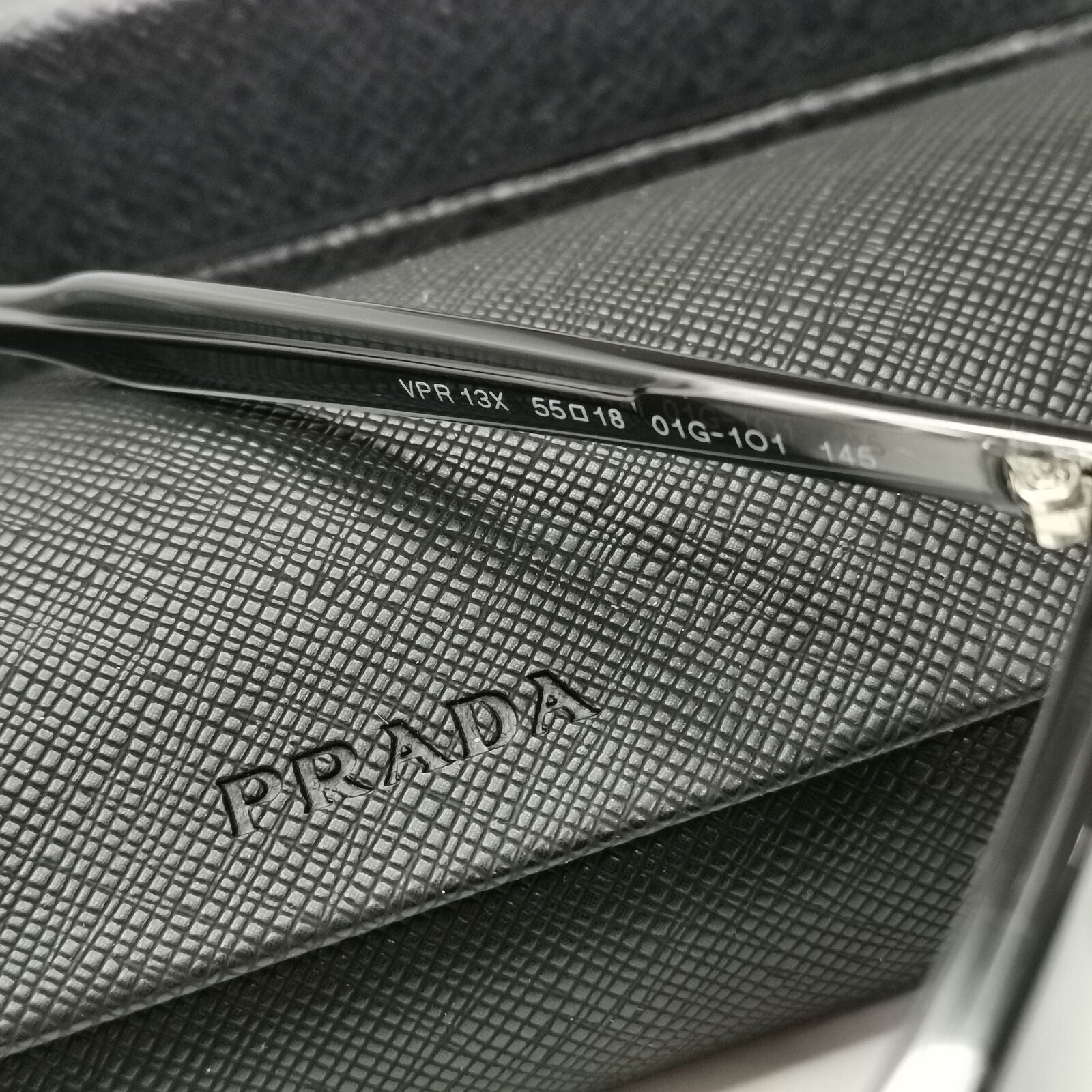 Prada Sunglasses Grey Light Blue Black Square PR13XV VPR 13X 01G-1O1 55mm