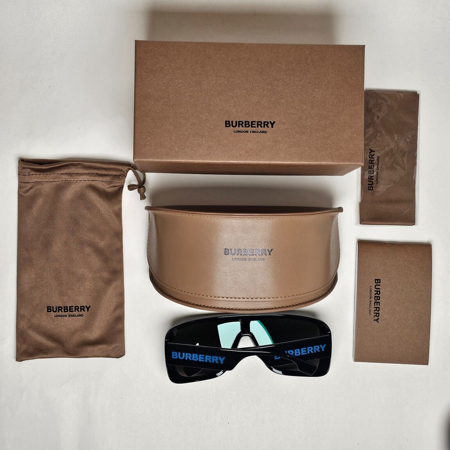 Burberry Sunglasses Black Blue Shield Visor Mirror BE 4401-U 3001/55