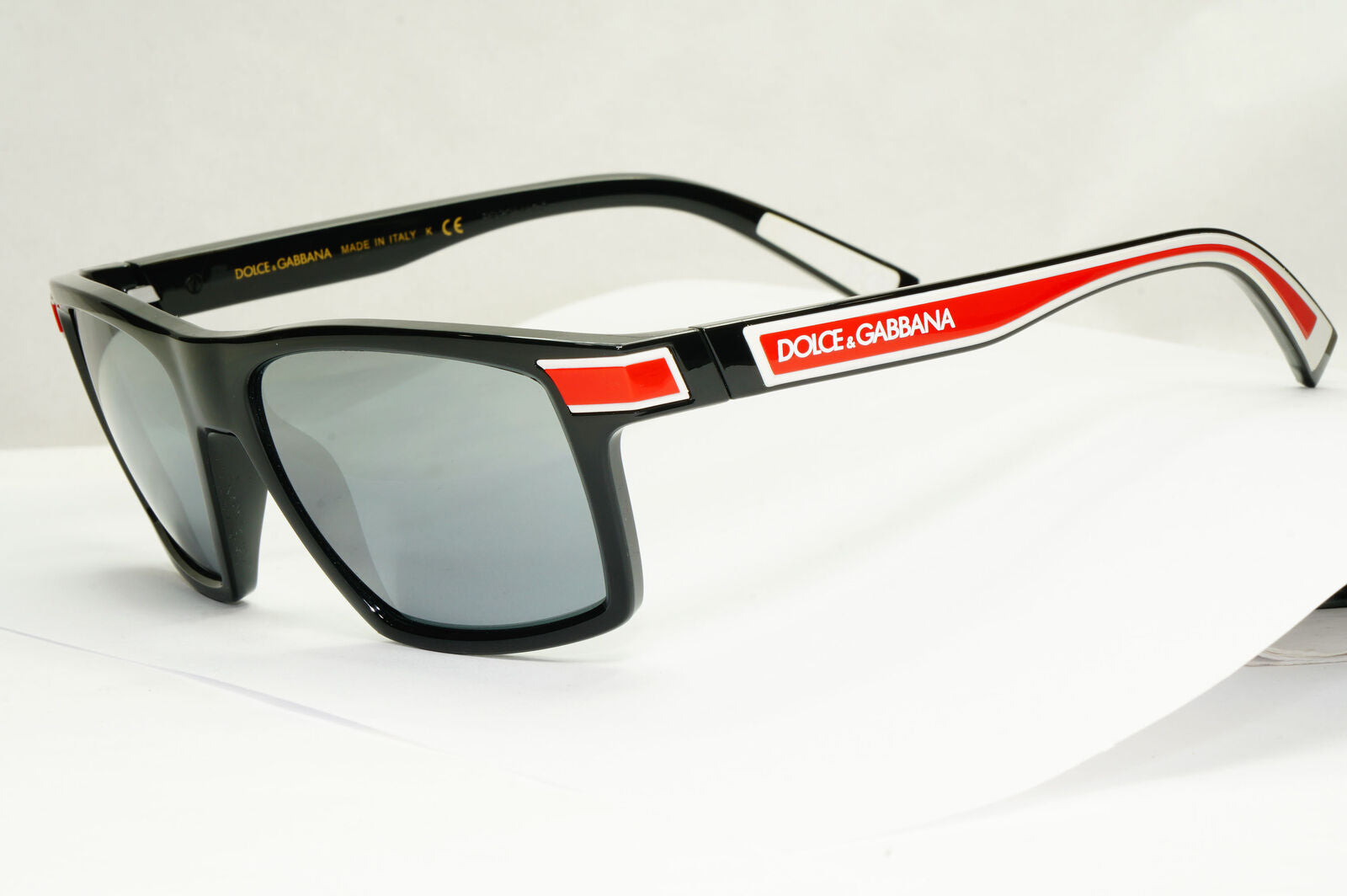 Dolce & Gabbana Sunglasses Black Grey Mirror Red White Square D&G DG 6160 501/6G
