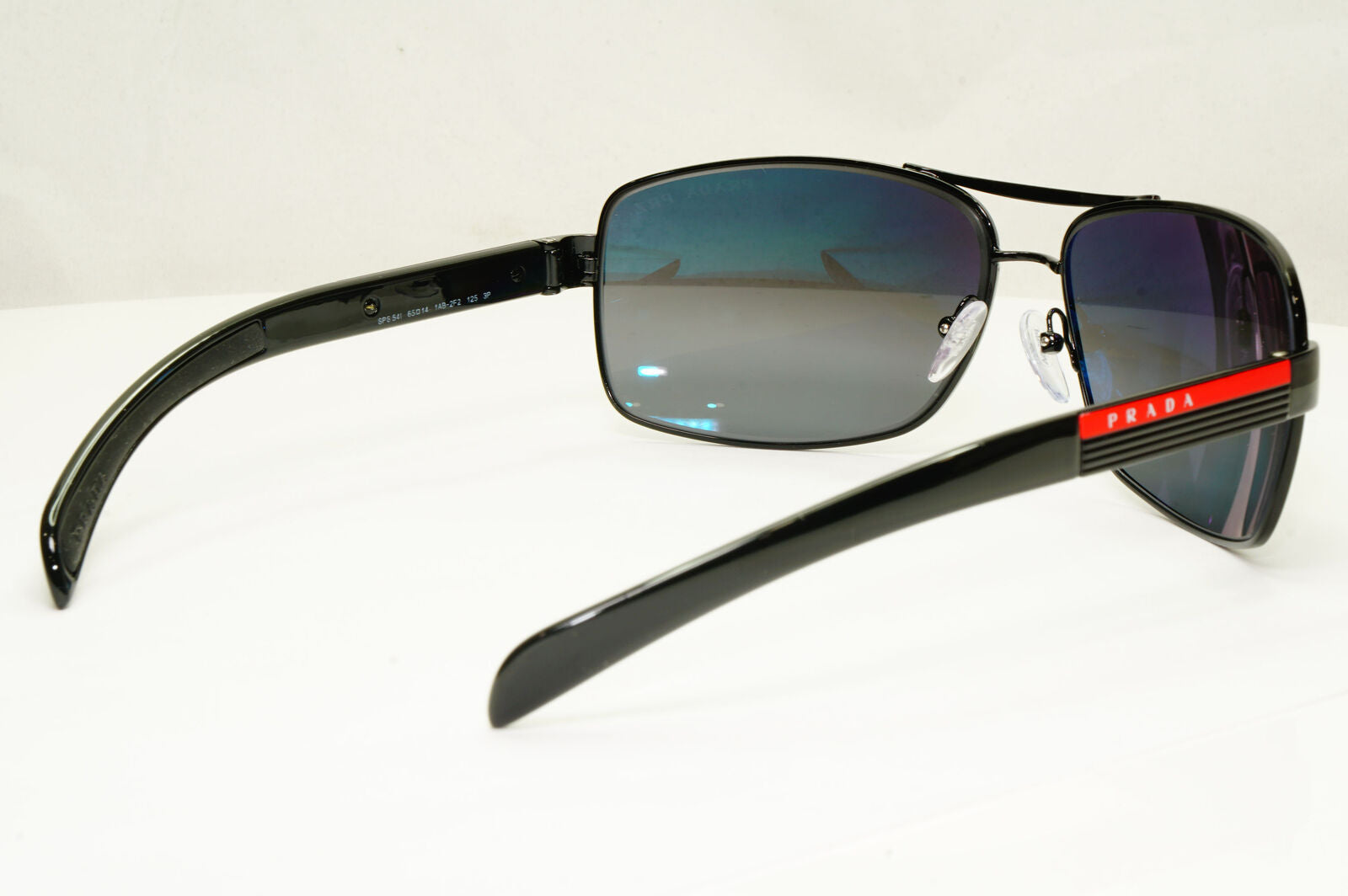 Prada Sunglasses Polarized Black Silver Mirror Navigator PS54IS SPS 54I 1AB-2F2
