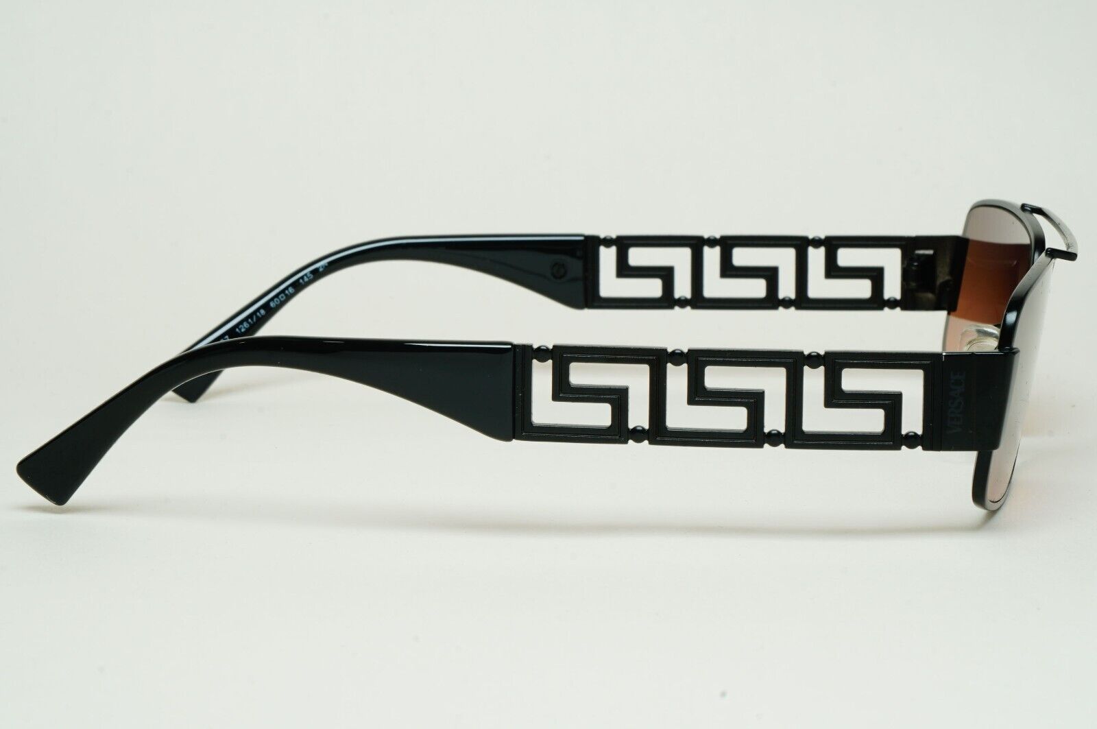 Versace Sunglasses Black Meander Brown Gradient Rectangle Metal MOD 2257 1261/18