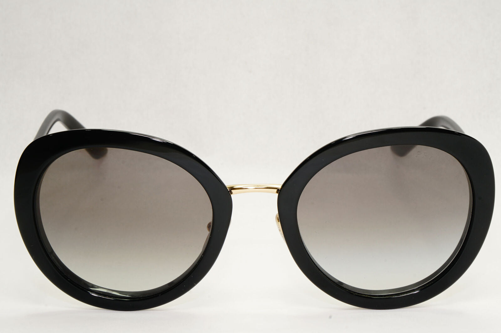 Prada Sunglasses Black Gold Grey Gradient Round PR54YS SPR 54Y AAV-0A7 54mm