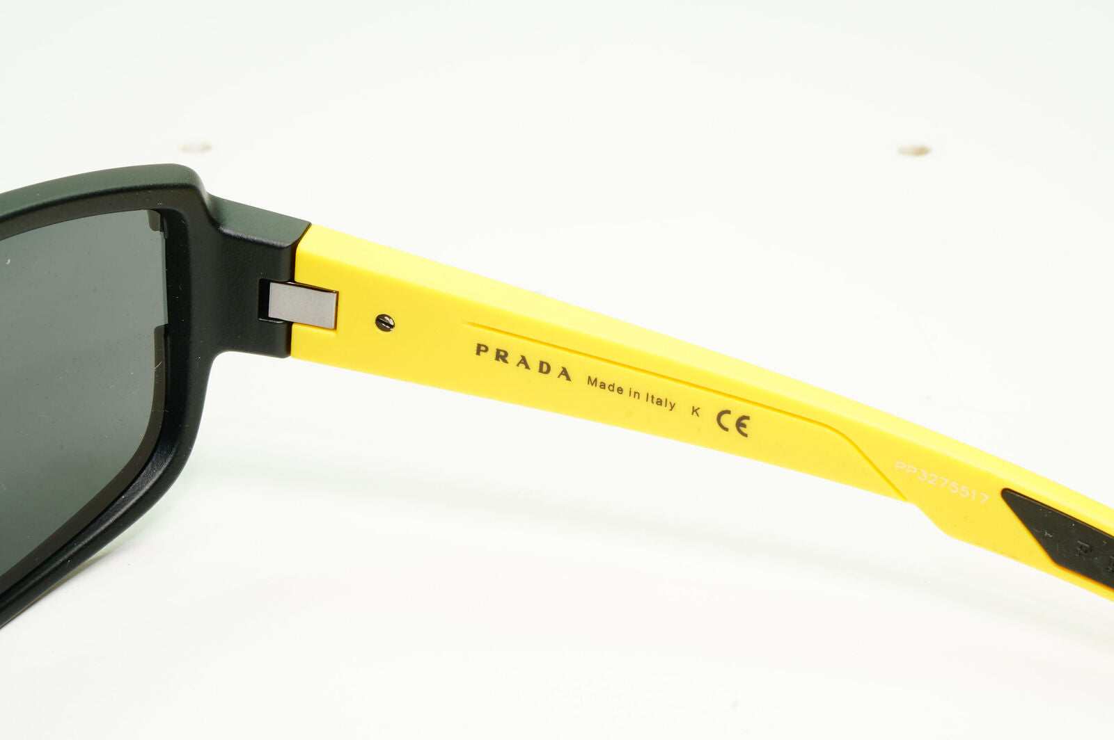 Prada Black Yellow Sunglasses Rectangle Red Stripe PS03WS SPS 03W 08W-06F