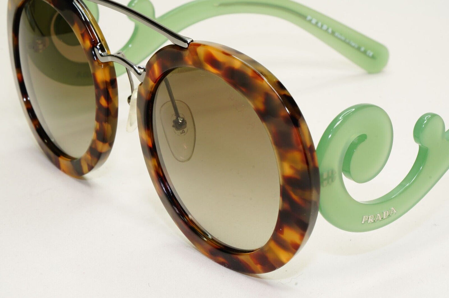 Prada Sunglasses Baroque Swirl Brown Green Round PR13SS SPR 13S UEZ-4K1 281024