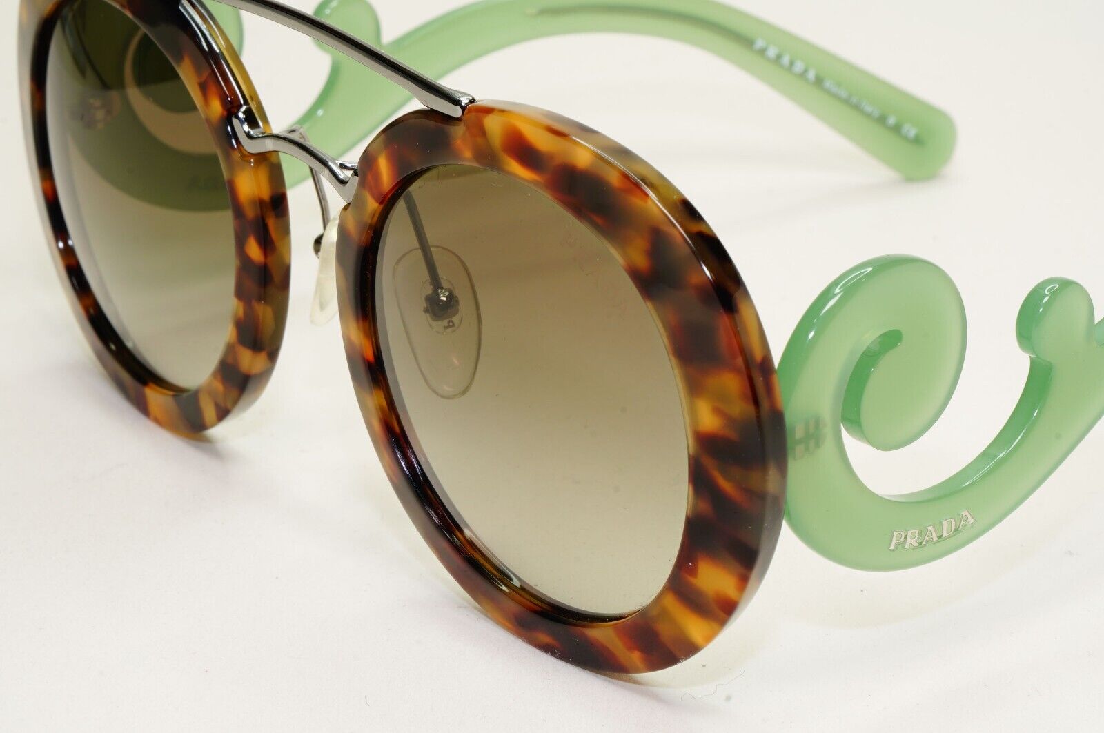 Prada Sunglasses Baroque Swirl Brown Green Round PR13SS SPR 13S UEZ-4K1 281024