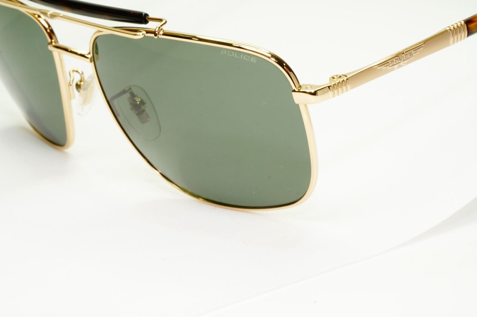 Police Gold Green Sunglasses Pilot Brow Bar Origins 44 SPL D43 COL 349K 61mm