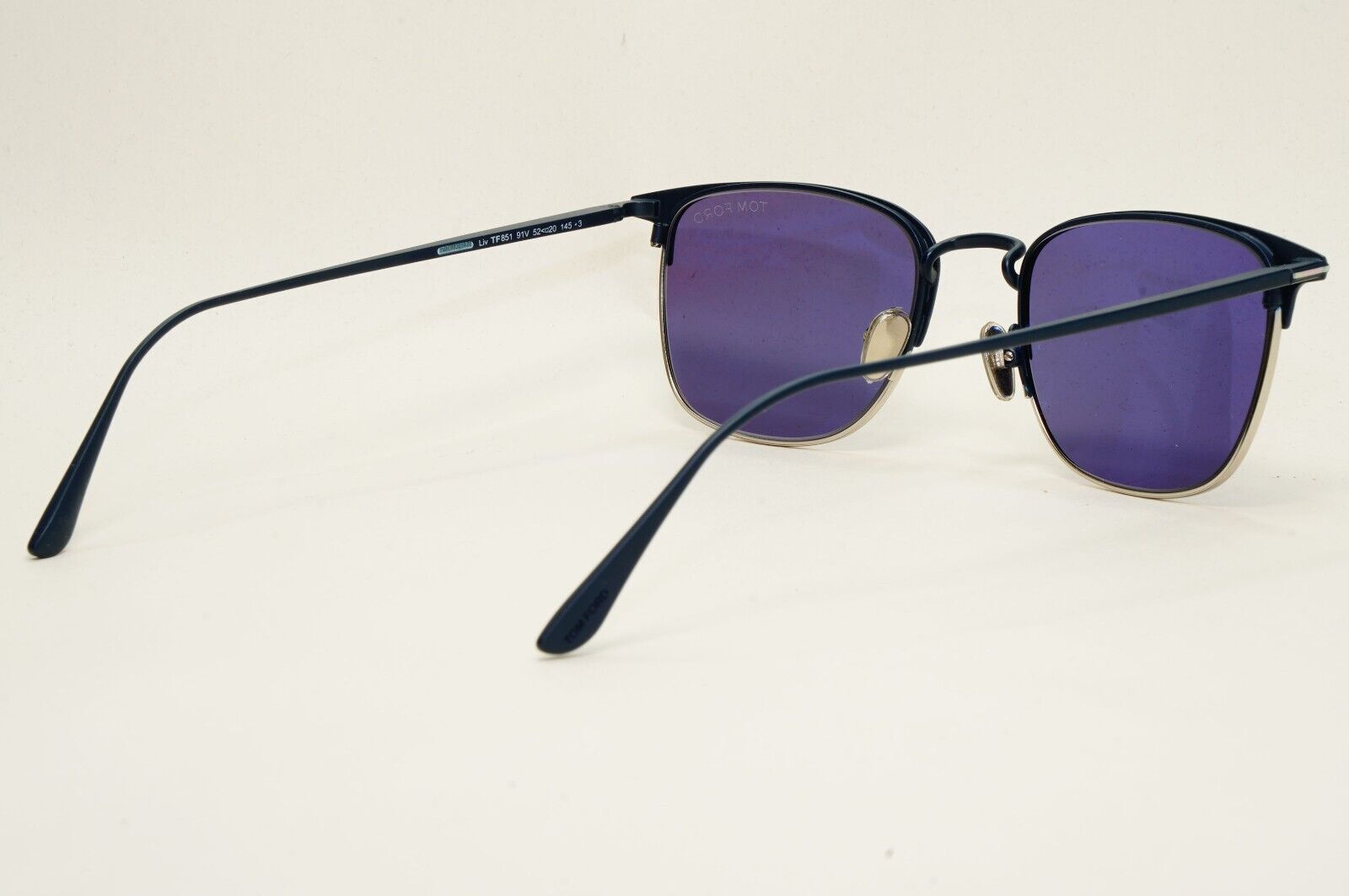 Tom Ford Sunglasses Dark Blue Gold Metal Square Liv FT0851 TF 851 91V 52mm