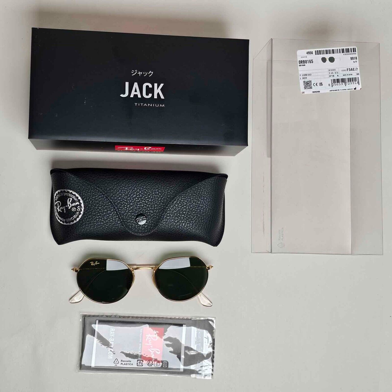 Ray-Ban Sunglasses Jack Titanium Legend Gold Green Japan RB 8165 9216/31 51mm