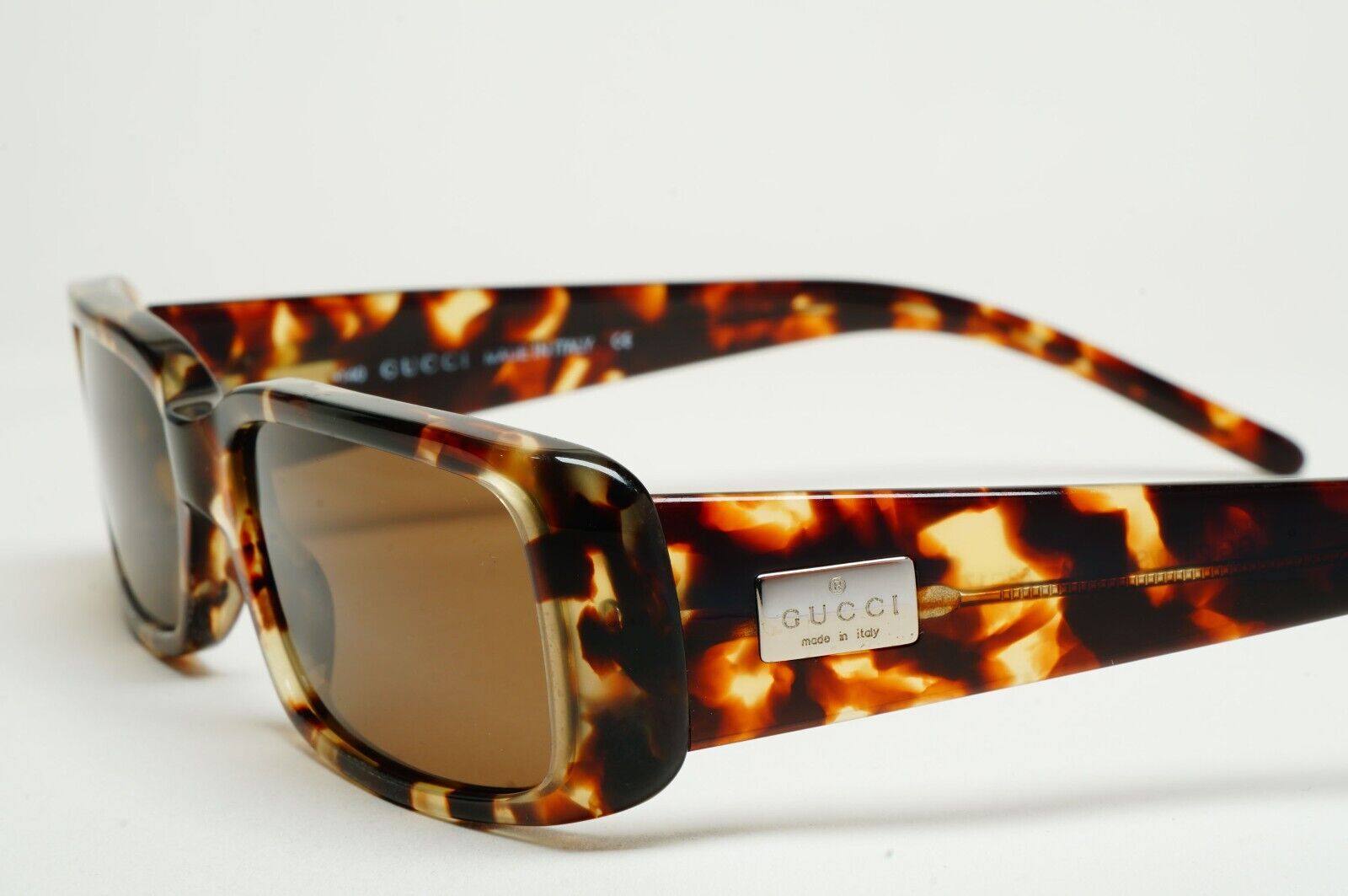 Gucci Sunglasses 1998 Vintage Brown Tortoise Rectangle GG 2450/S 4TM 52mm 120125
