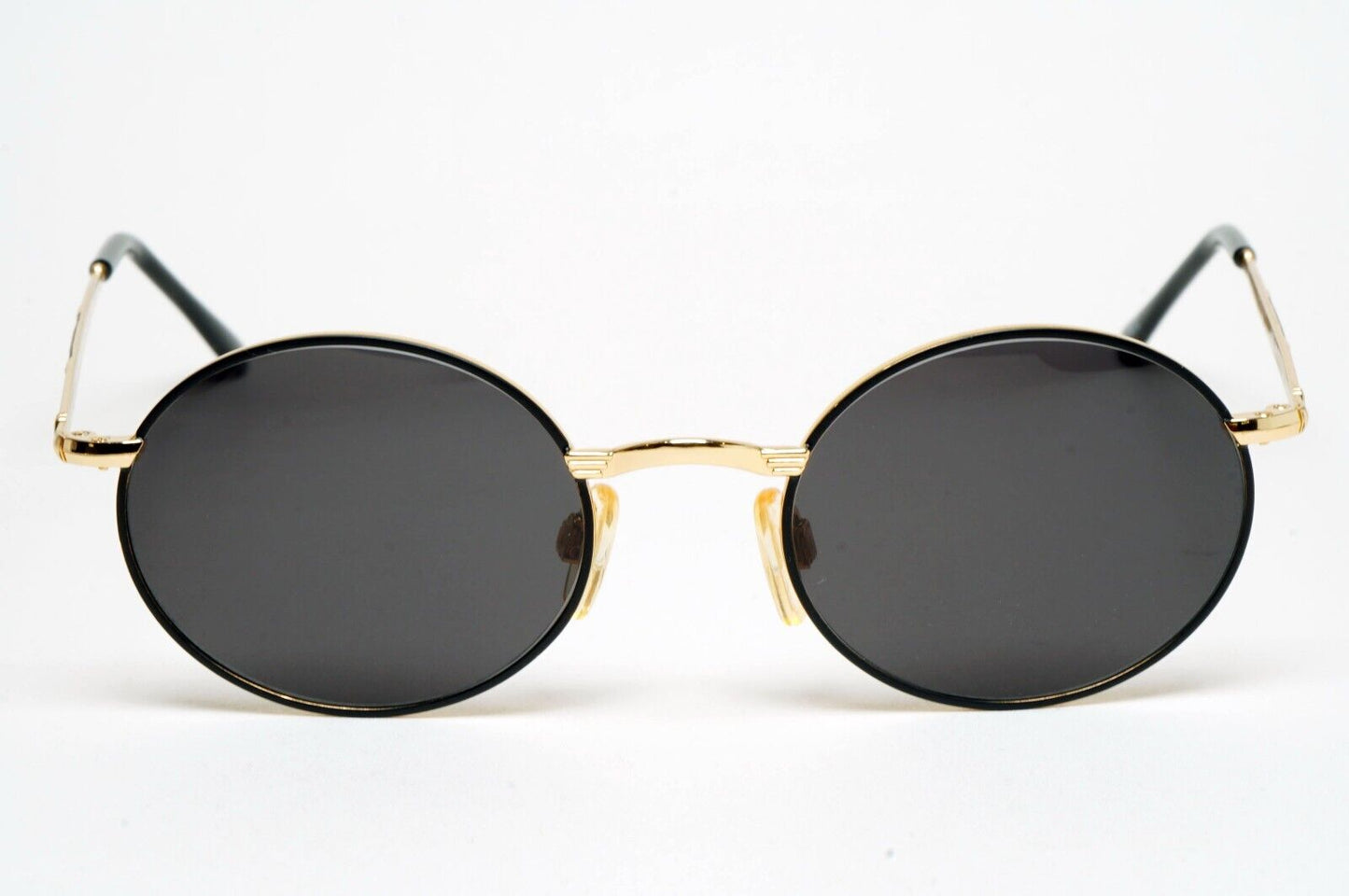 Versus Sunglasses 1996 by Gianni Versace Vintage Round Black MOD E74 COL 59M