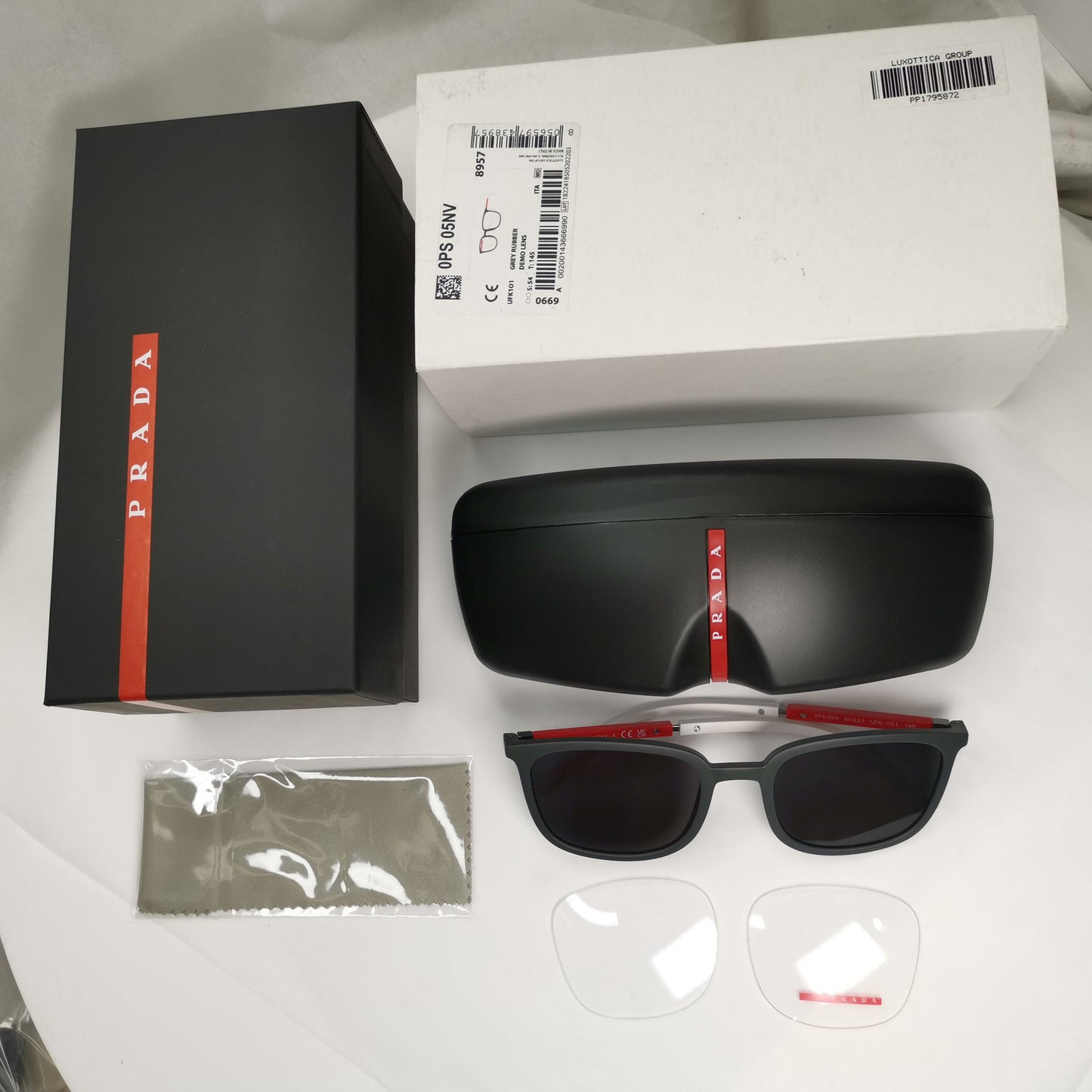Prada Sunglasses Black Red White Square PS05NV VPS 05N UFK-1O1 54mm