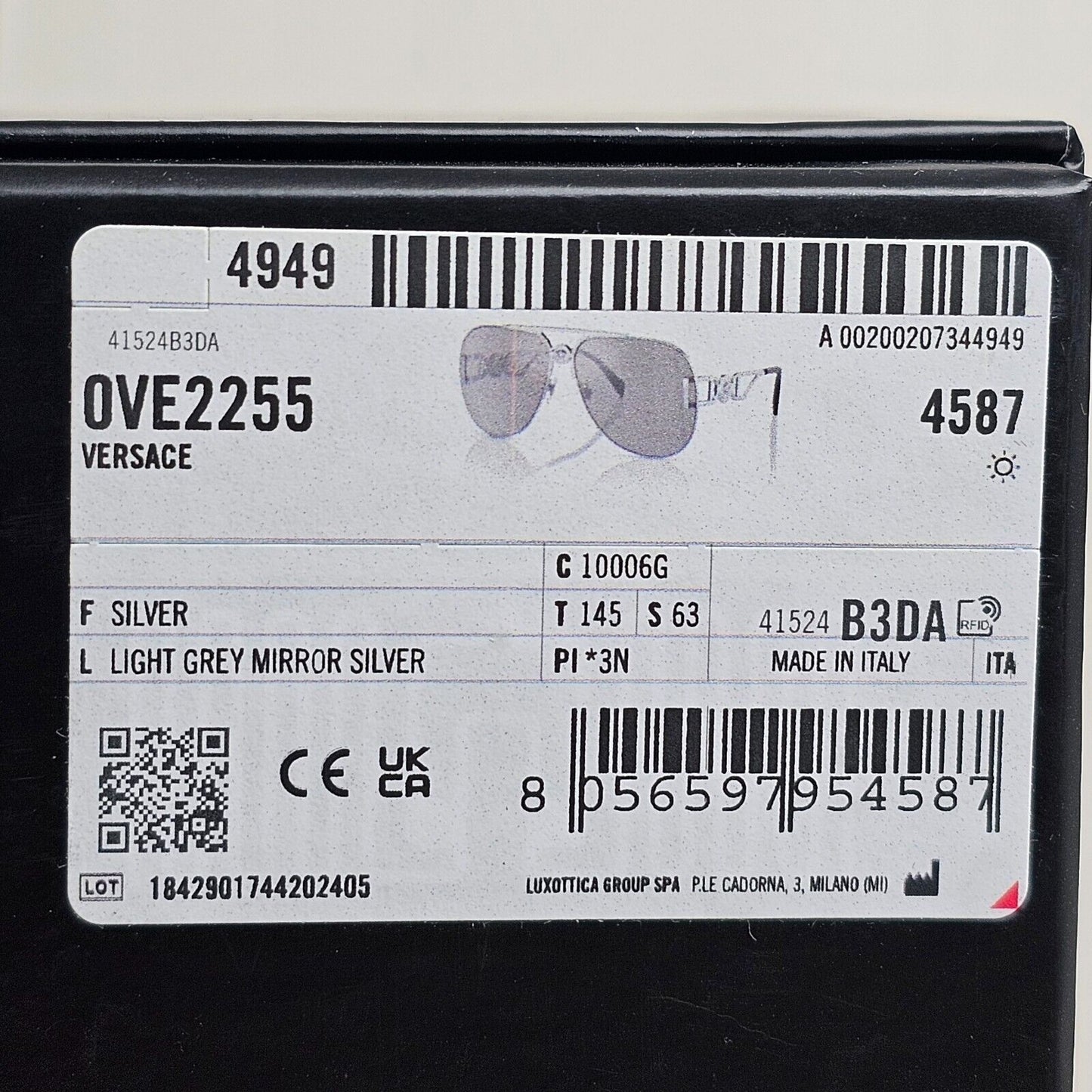 Versace Sunglasses Oversized Pilot Silver Medusa Mirror MOD VE 2255 1000/6G