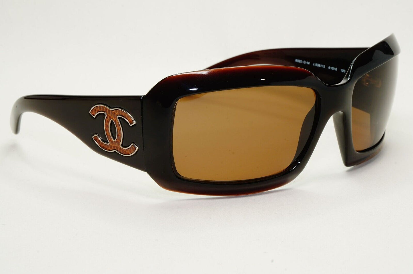 Chanel Sunglasses 2007 Vintage Brown Leather Large Logo 6022-Q-M c.538/13 301024