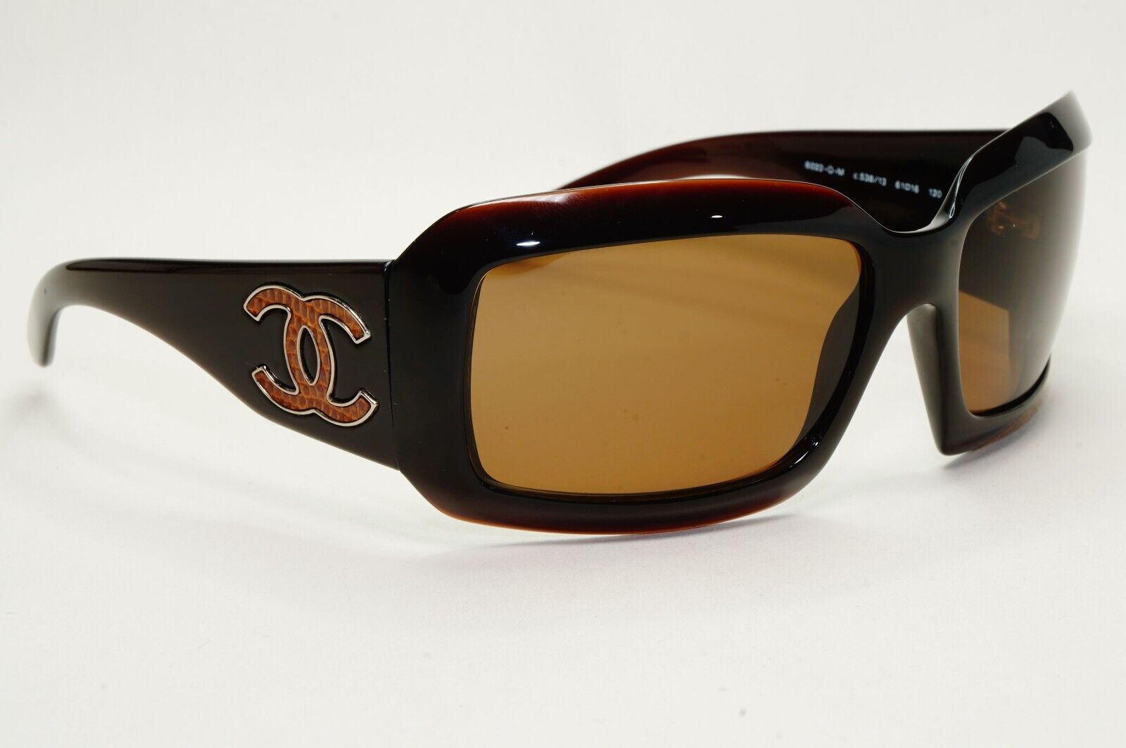 Chanel Sunglasses 2007 Vintage Brown Leather Large Logo 6022-Q-M c.538/13 301024