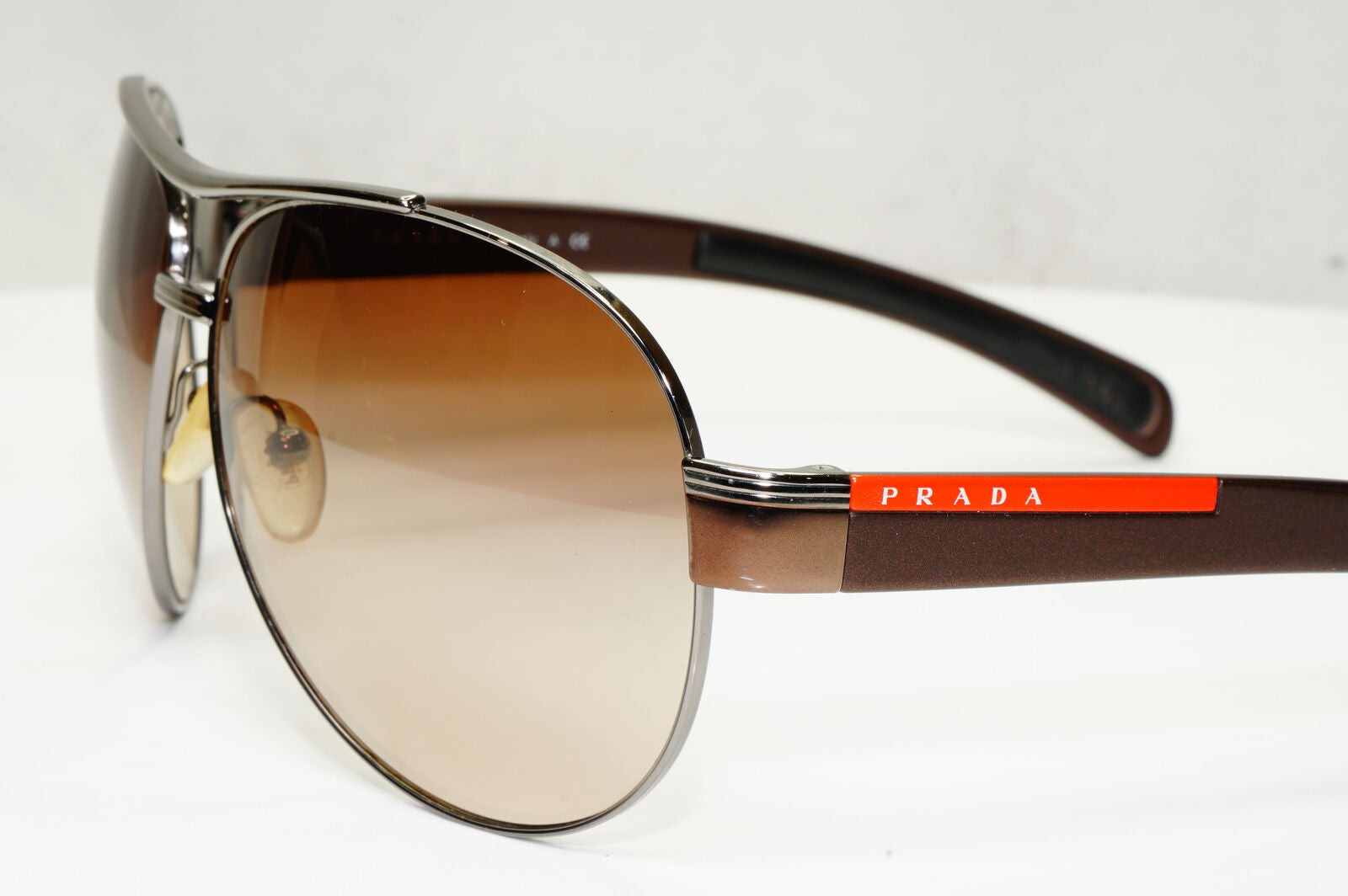 Prada Sunglasses Brown Pilot Red Stripe PS50IS SPS 50I 5AV-6S1 62mm 280323