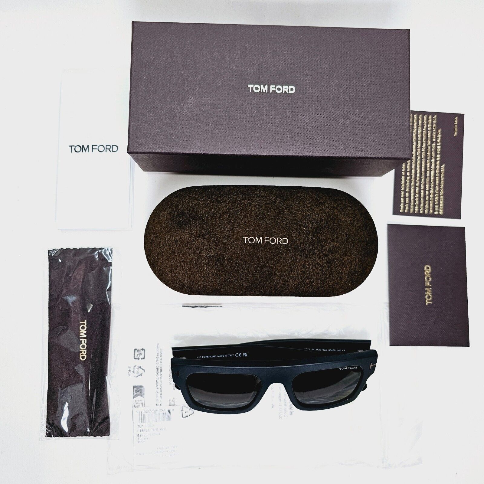 Tom Ford Sunglasses Fausto Black Square Grey Heavy Thick TF 711-N FT0711-N 02A