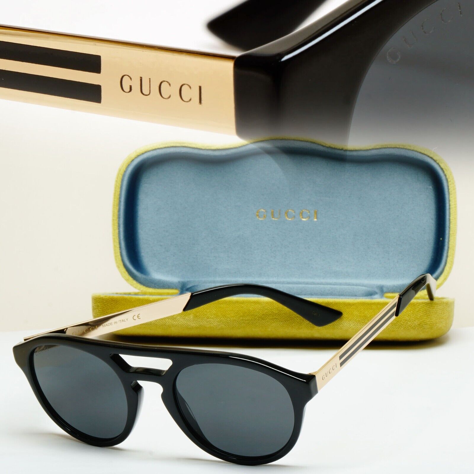 Gucci Sunglasses 2020 Black Gold grey Pilot GG0689S 001 53mm 250125