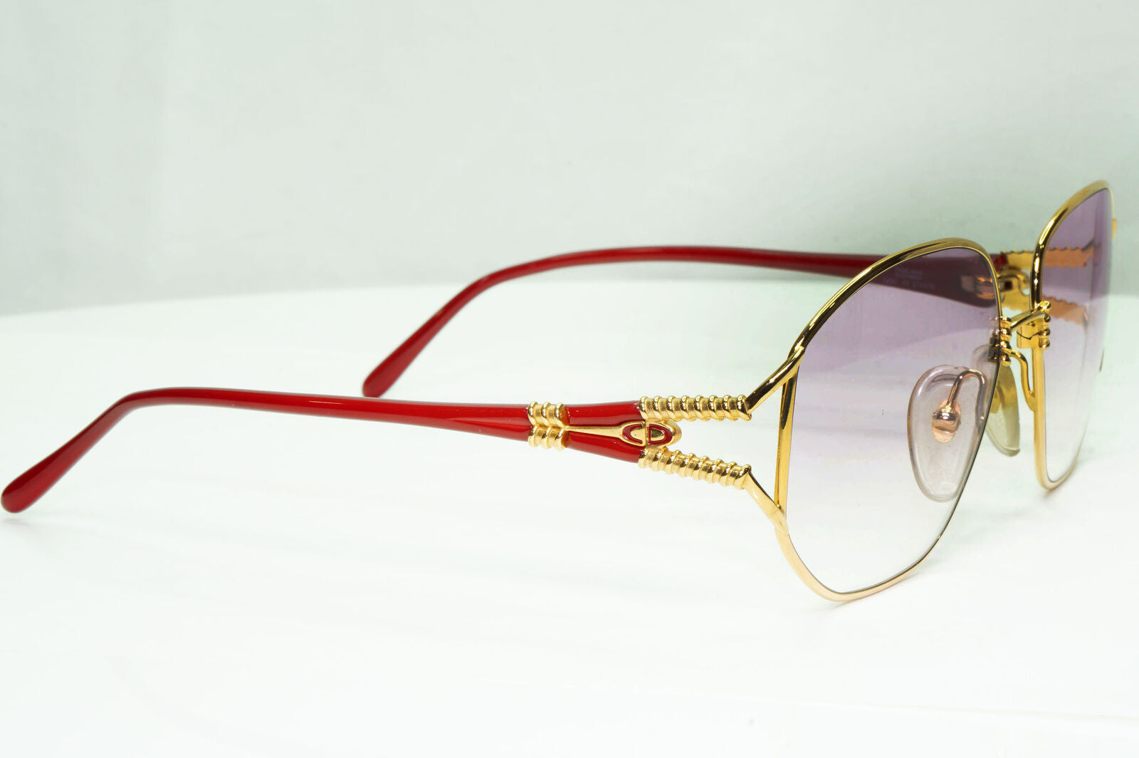 Dior Gold Red Sunglasses Vintage 1990s Germany Violet Womens Square 2492 43