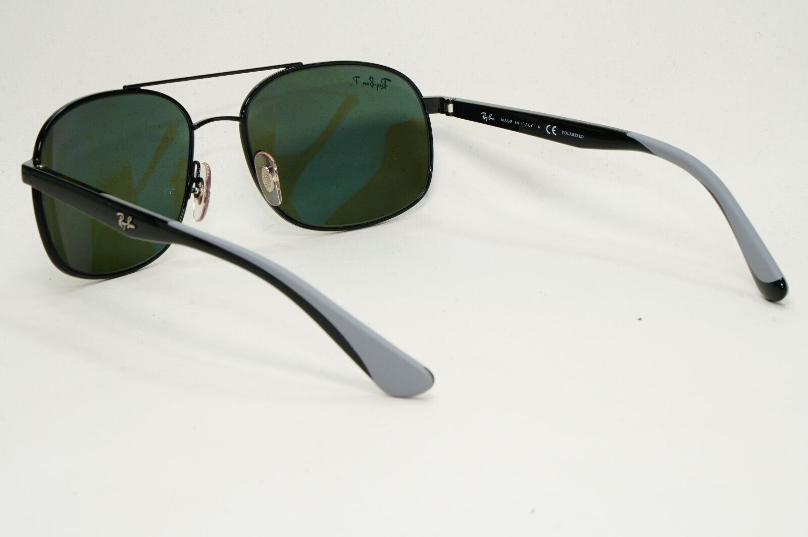 Ray-Ban Sunglasses Polarized Pilot Black Green Metal RB 3593 002/9A 58mm