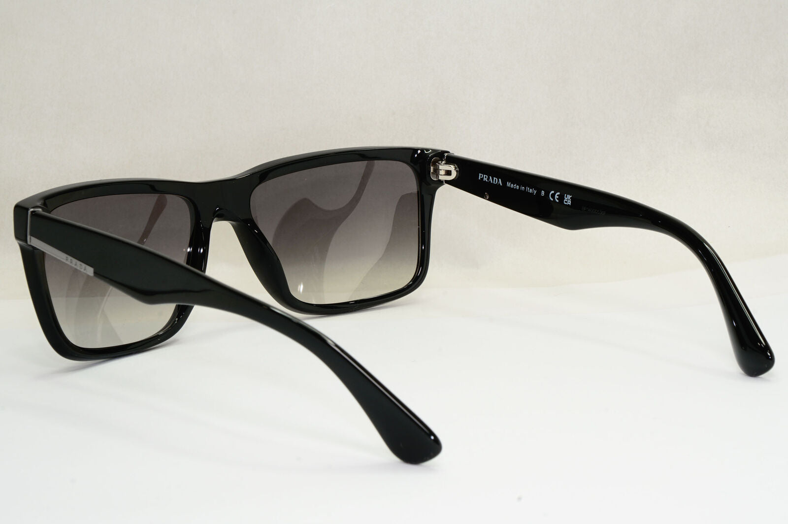 Prada Sunglasses Black Grey Gradient Square Glossy PR19SS SPR 19S 1AB-0A7 59mm