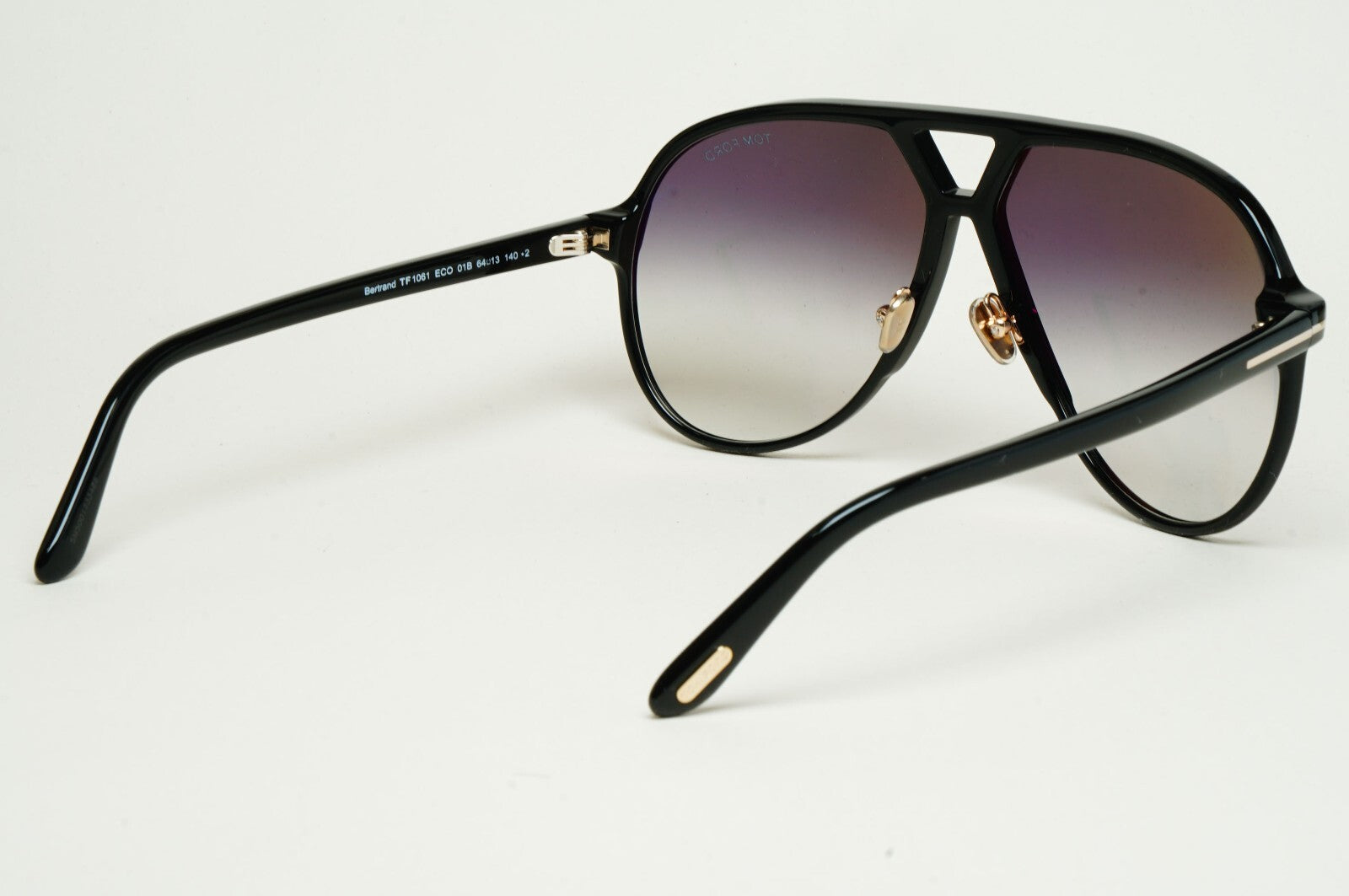Tom Ford Sunglasses Bertrand Black Pilot Grey Gradient Large FT1061 TF 1061 01B