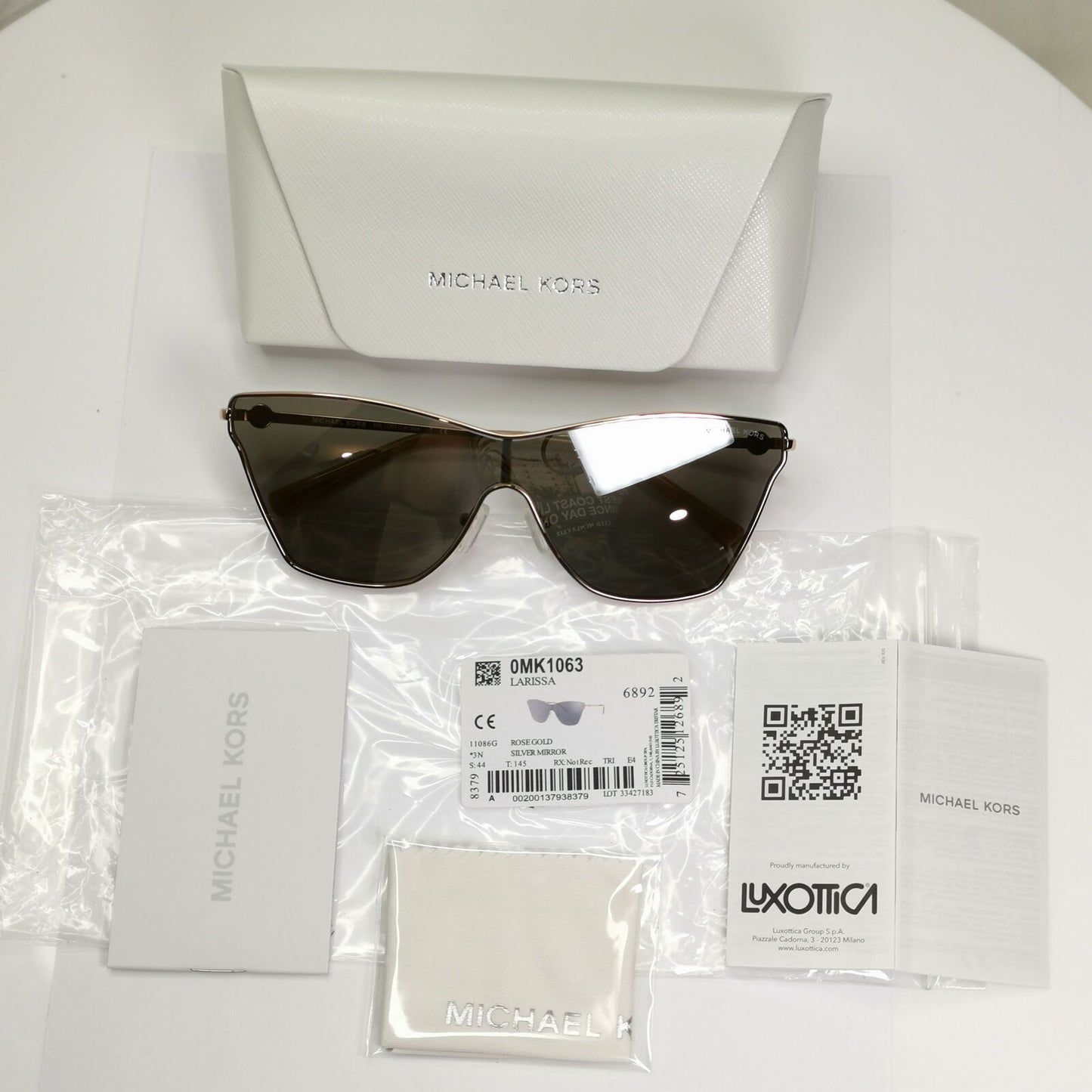 Michael Kors Womens Shield Mirror Gold Silver Sunglasses MK 1063 Larissa 11086G