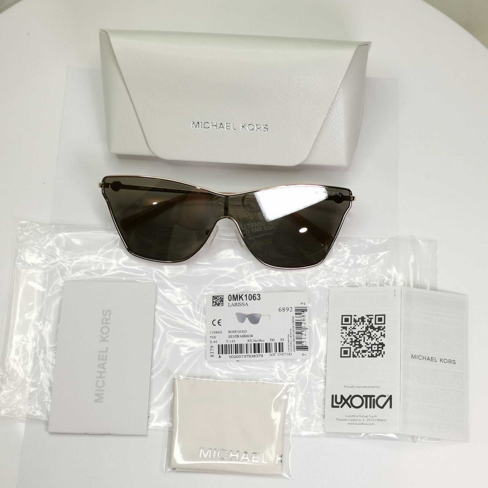 Michael Kors Womens Shield Mirror Gold Silver Sunglasses MK 1063 Larissa 11086G