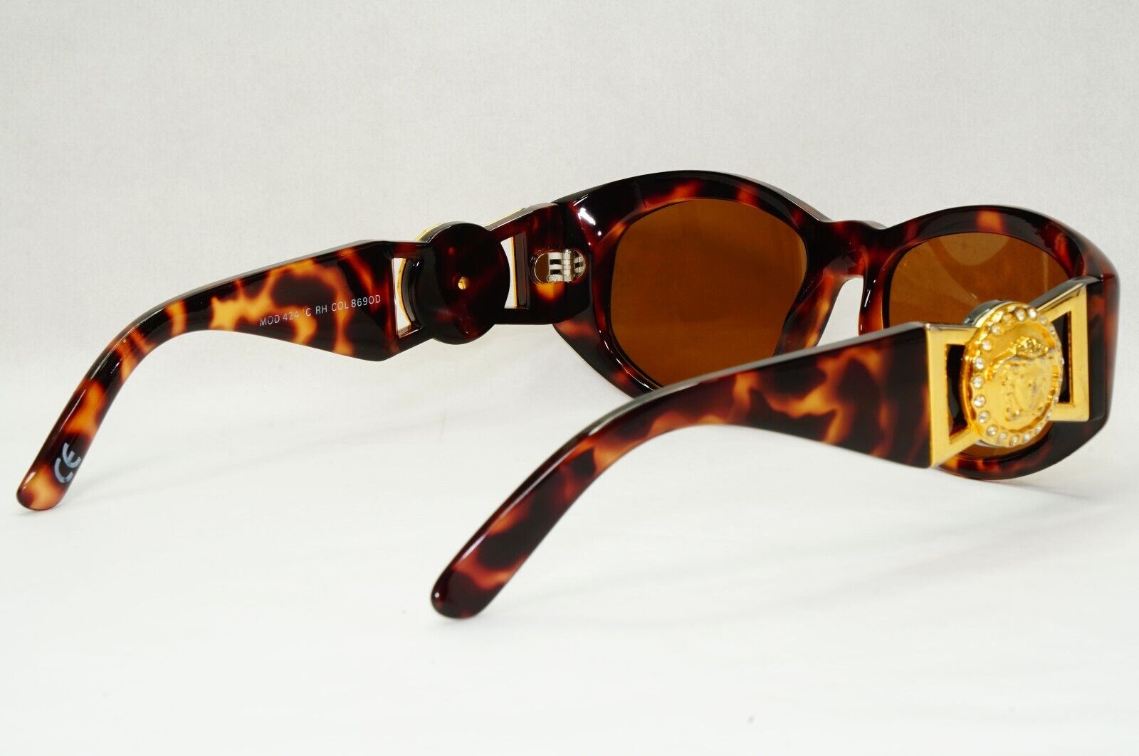 Gianni Versace Sunglasses 1996 Vintage Brown Gold MOD 424/C RH 869 Biggie 111223