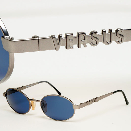 Versus Sunglasses 1996 by Gianni Versace Vintage Gunmetal Blue MOD R26 COL 948