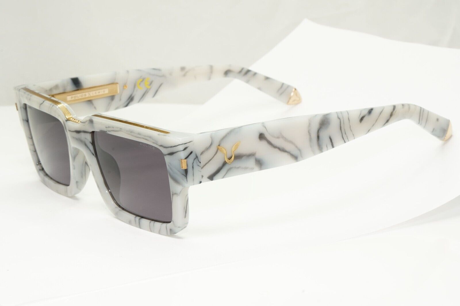 Police Lewis Hamilton F1 Sunglasses Grey Marble Square Gold SPL E14 COL 09YL