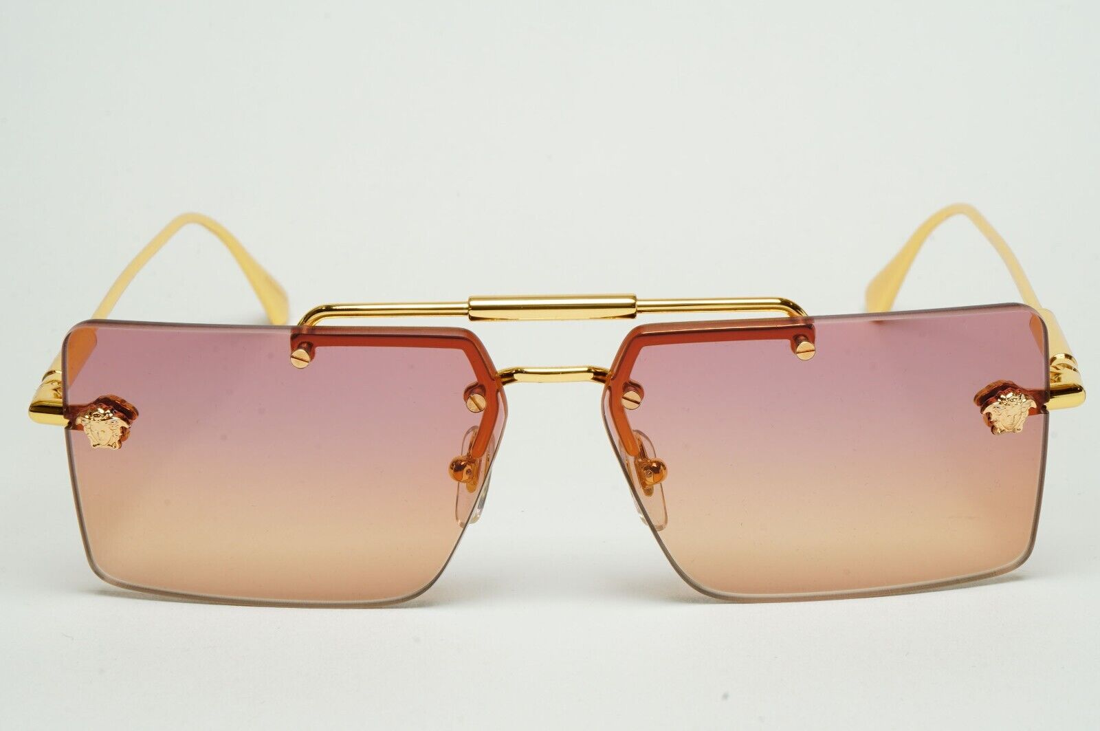 Versace Sunglasses Gold Rimless Gold Fuchsia Orange Gradient MOD VE 2245 1002/78