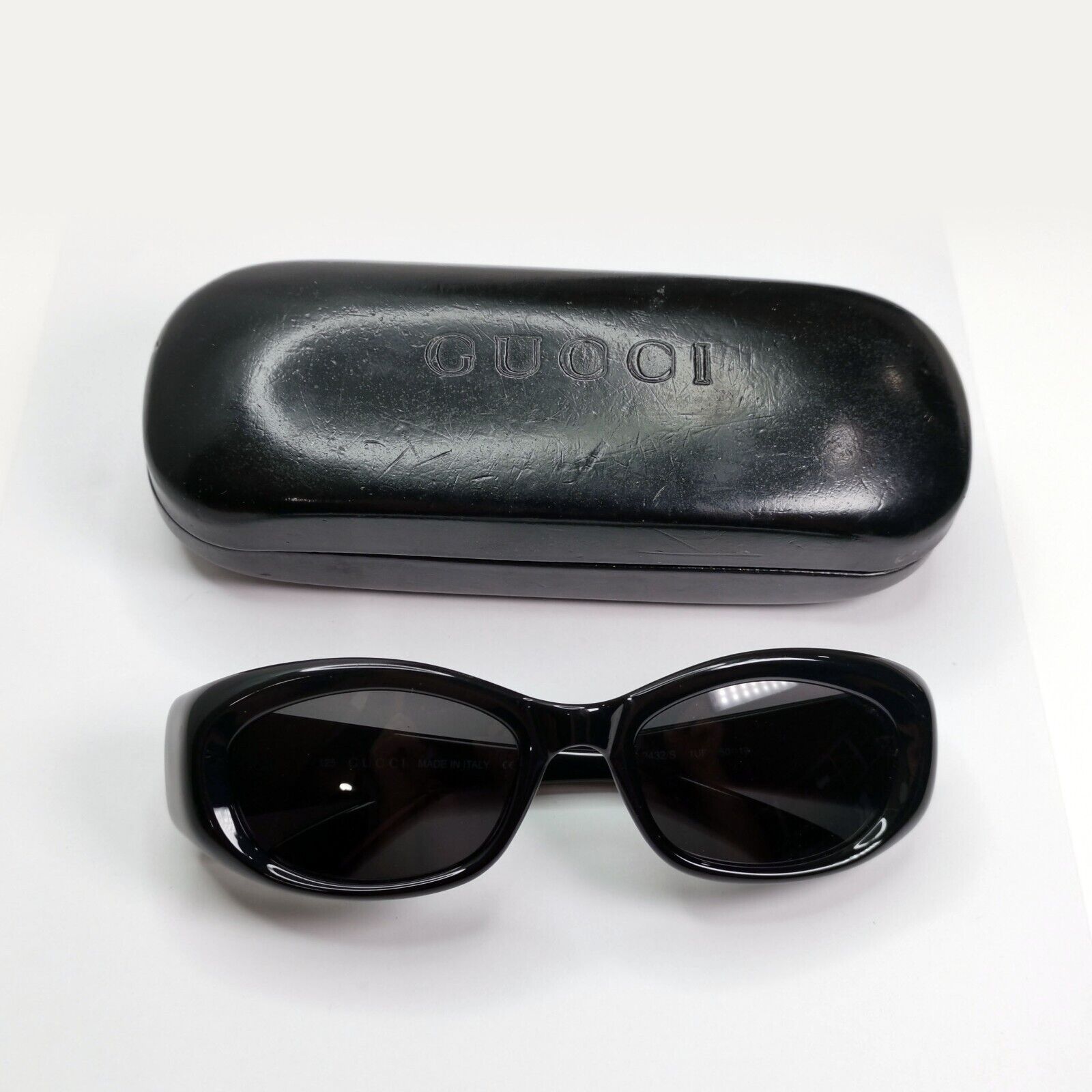 Gucci Sunglasses 1998 Vintage Black Rectangle Retro Unisex GG 2432/S 1UF 301224