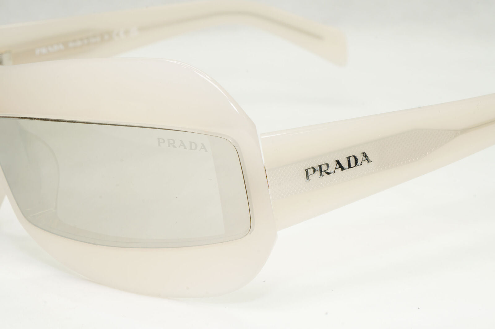 Prada Sunglasses Opal Nude White Silver Mirror Wrap PR30YS SPR 30Y 13D-2B0