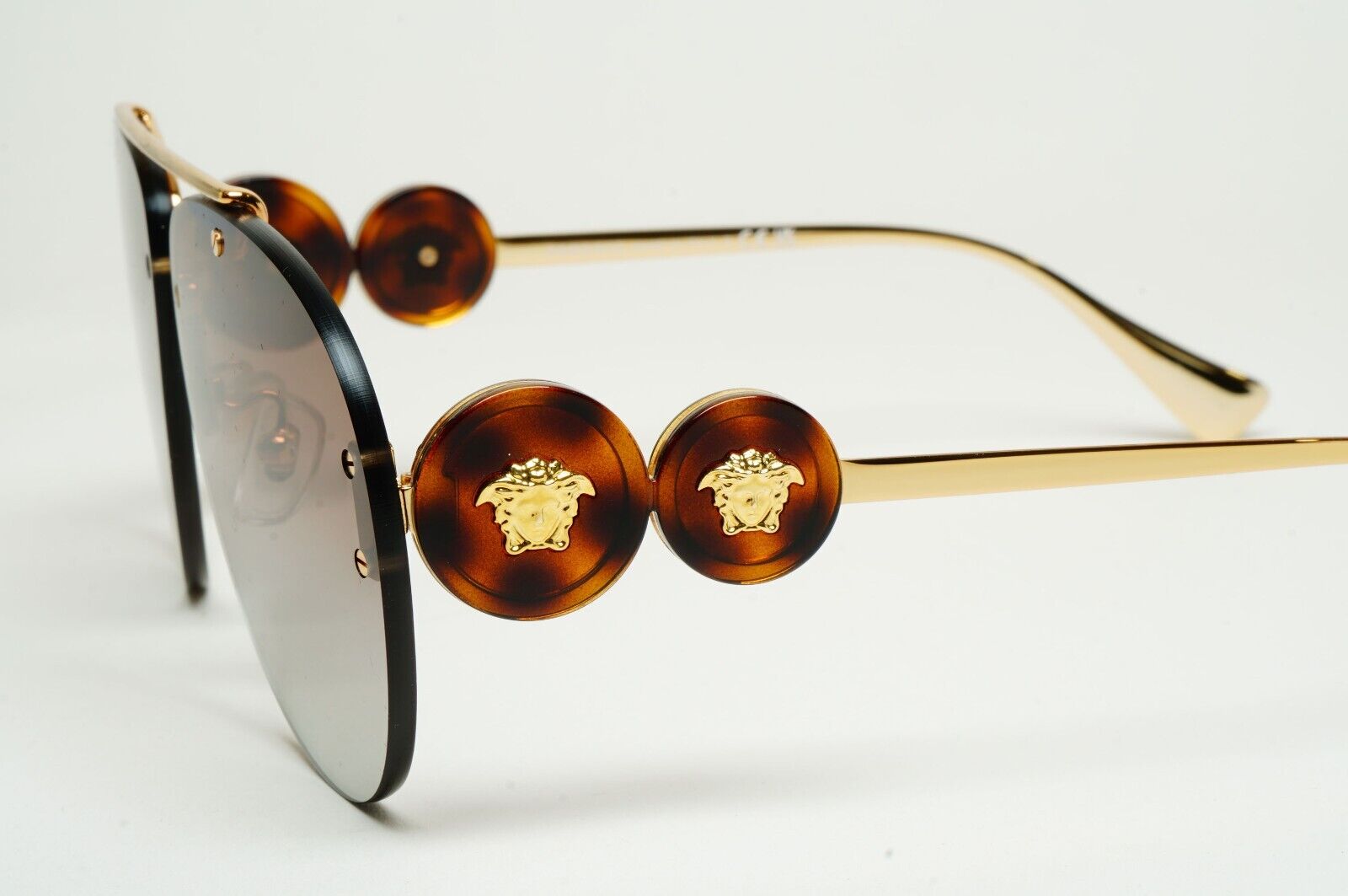 Versace Sunglasses Rimless Pilot Gold Medusa Brown MOD VE 2250 1488/89